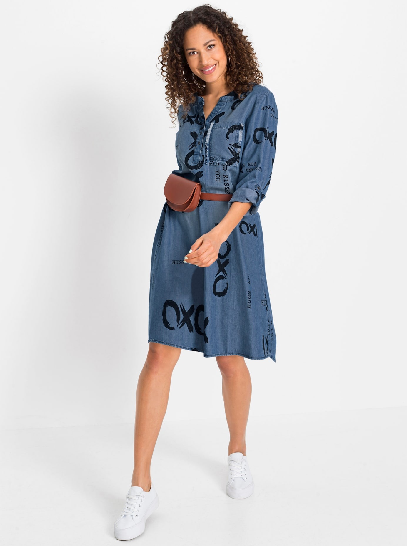 Inspirationen Druckkleid »Webkleid« Brusttasche