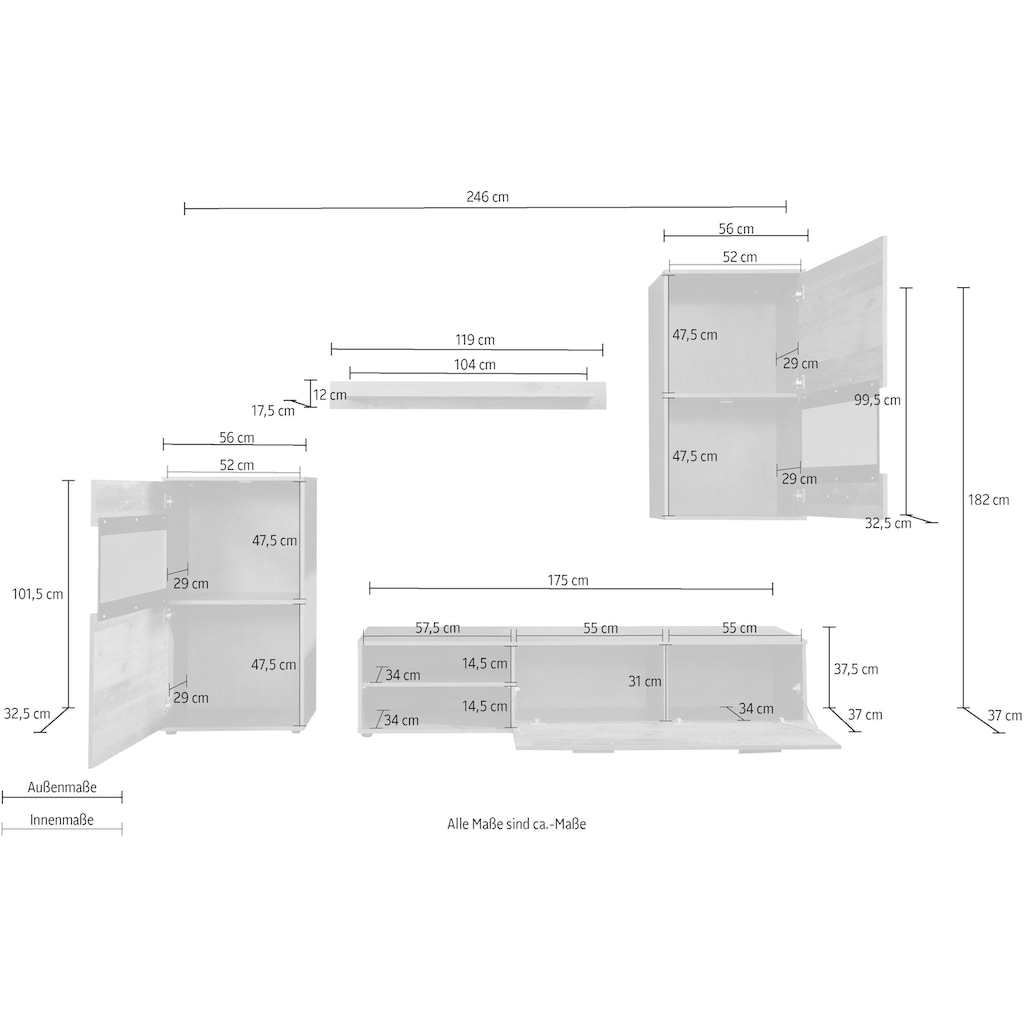 Home affaire Wohnwand »Mansfield«, (4 St.)