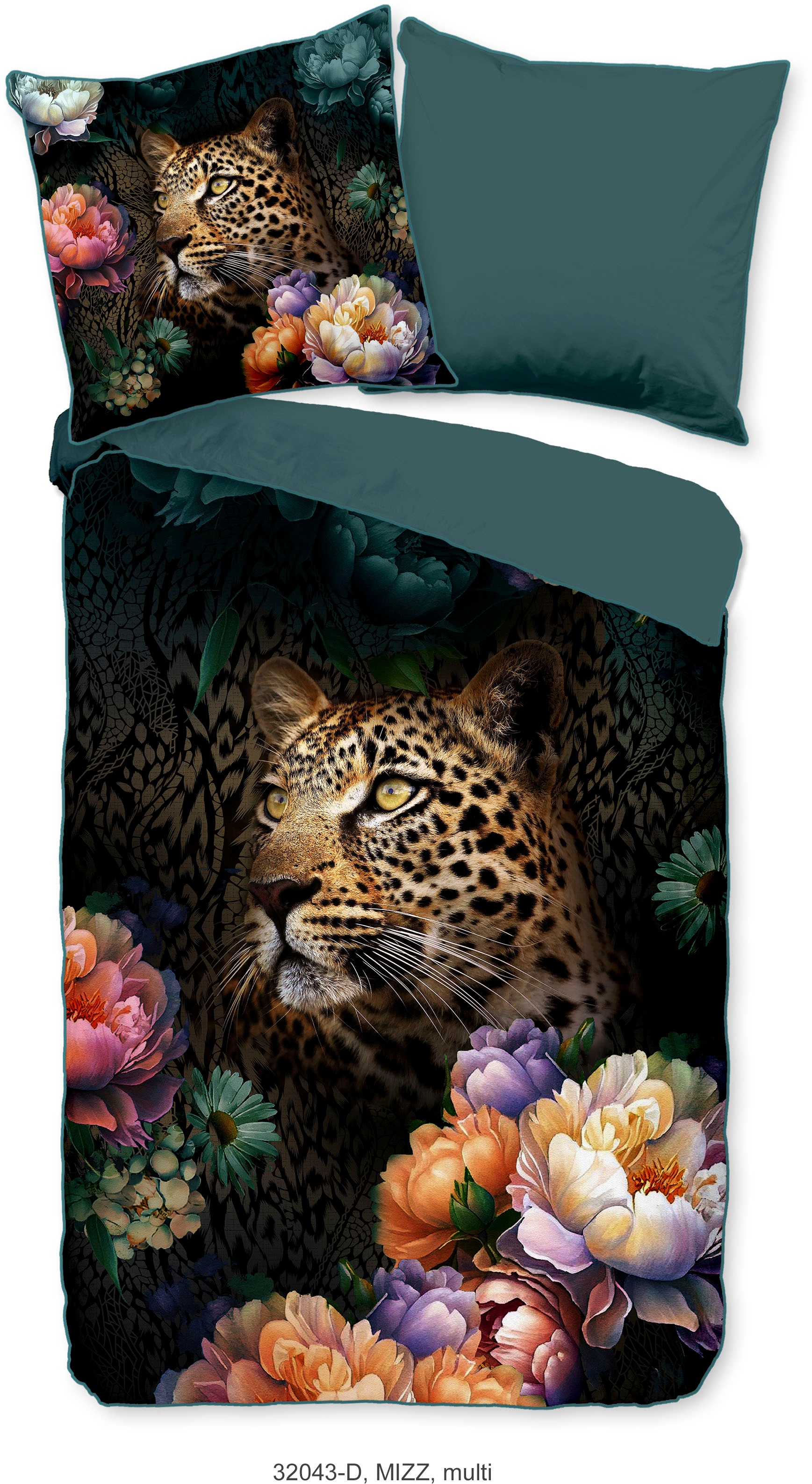 Descanso Wendebettwäsche »Mizz«, Baumwolle, Mako Satin, 135x200, Biese, Reissverschluss, Wende, Leopard