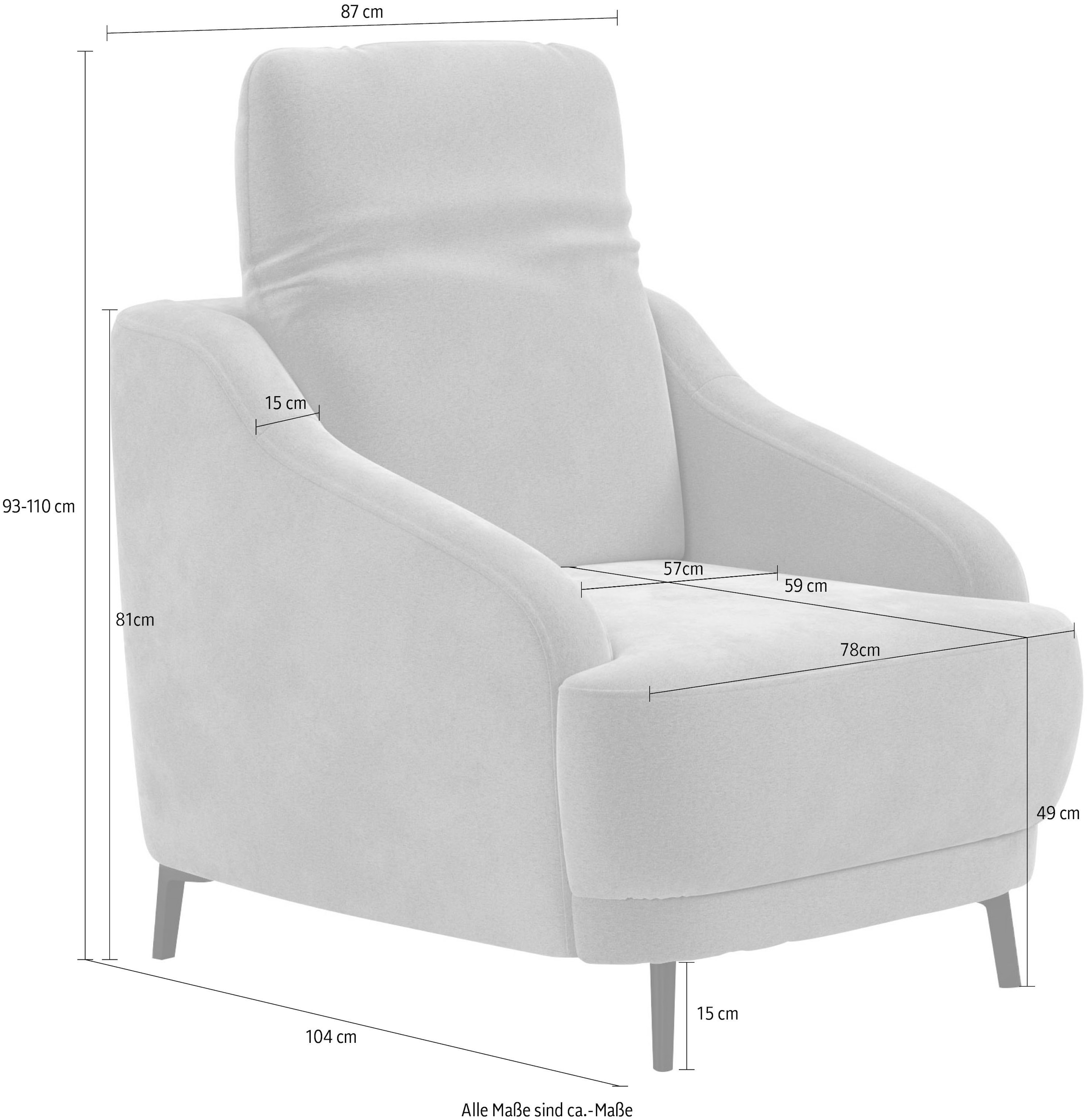 sit&more Sessel »Blues«, (1 St.), mit Metallfüssen, schwarz-matt