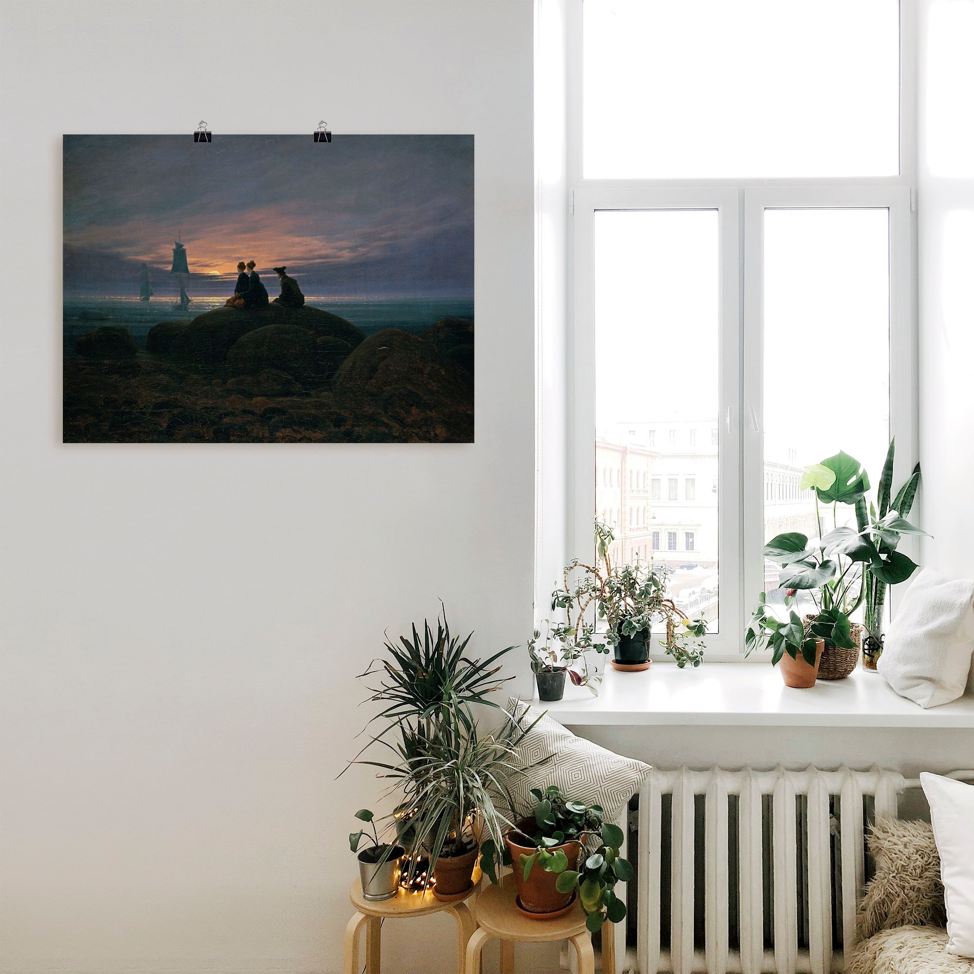 Artland Kunstdruck »Mondaufgang am Meer Pendant«, Gewässer, (1 St.), als Leinwandbild, Wandaufkleber oder Poster in versch. Grössen
