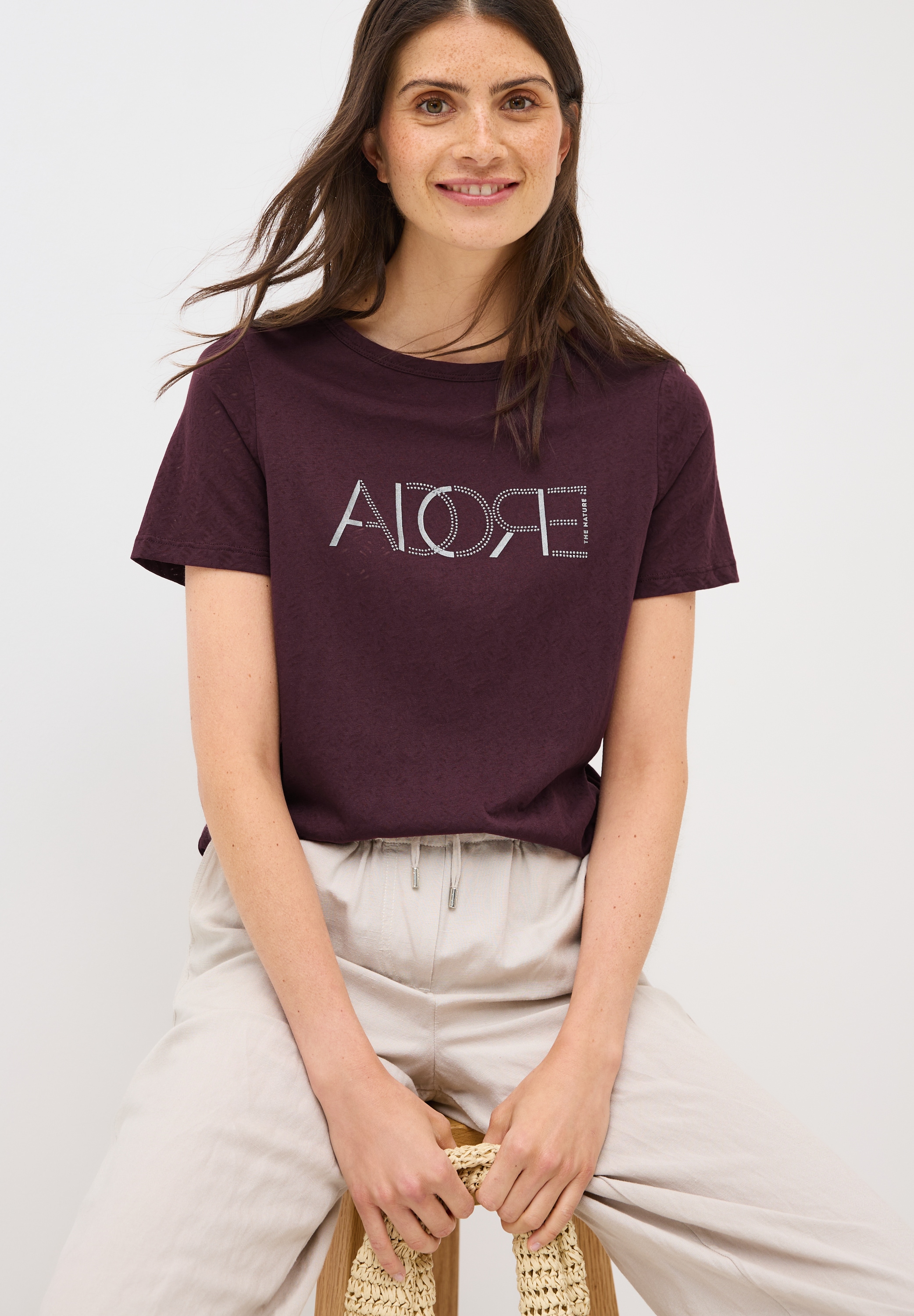 Cecil T-Shirt, in Ausbrenner-Optik mit Wording
