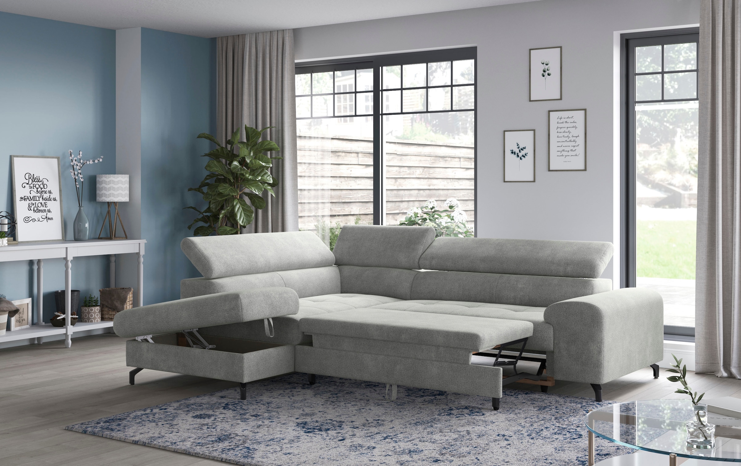 COTTA Ecksofa »Aura L-Form«, mit Schlaffunktion, Bettkasten und Kopfteilverstellung