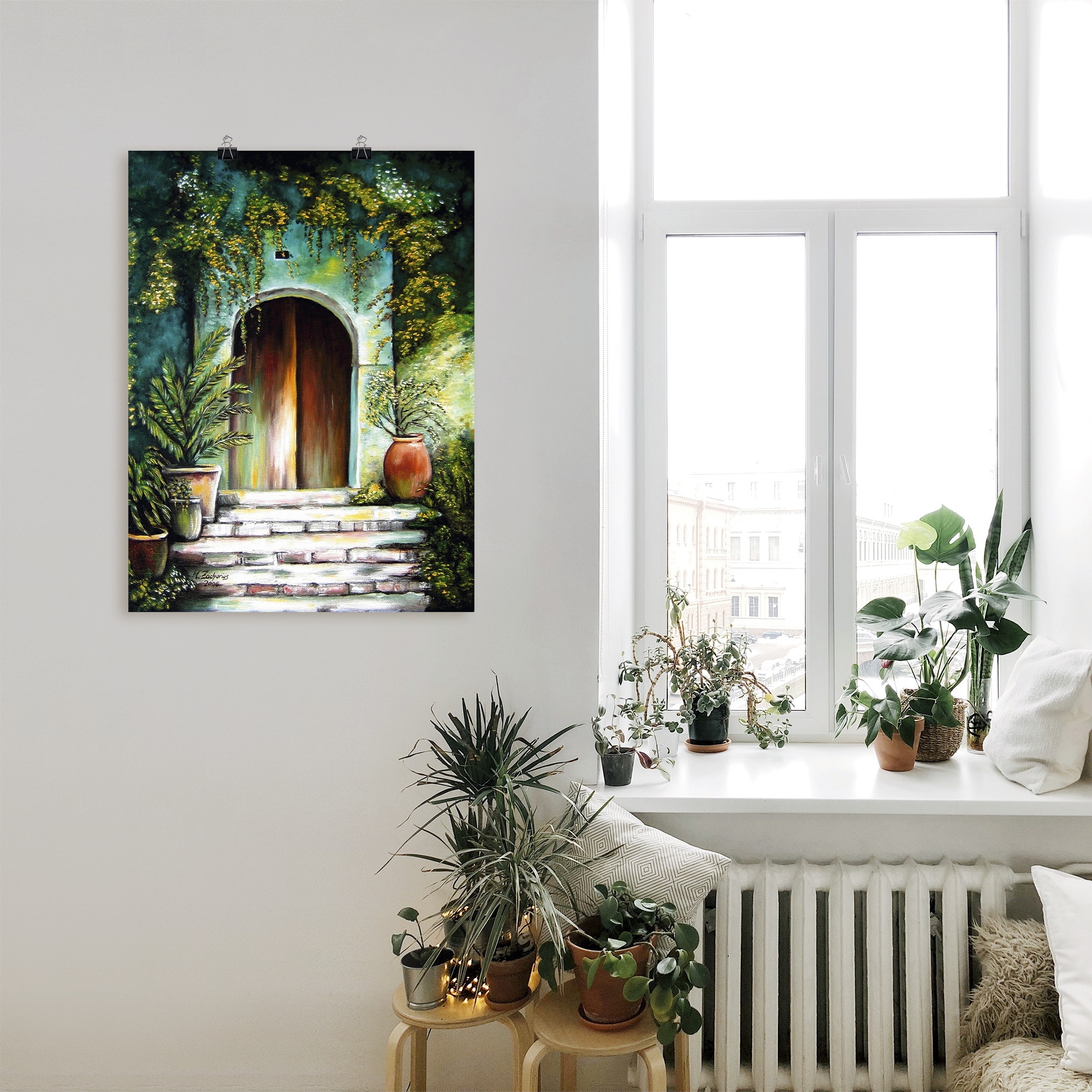Artland Wandbild »Mediterranes Gartenparadies«, Fenster & Türen, (1 St.), als Alubild, Outdoorbild, Leinwandbild, Poster, Wandaufkleber