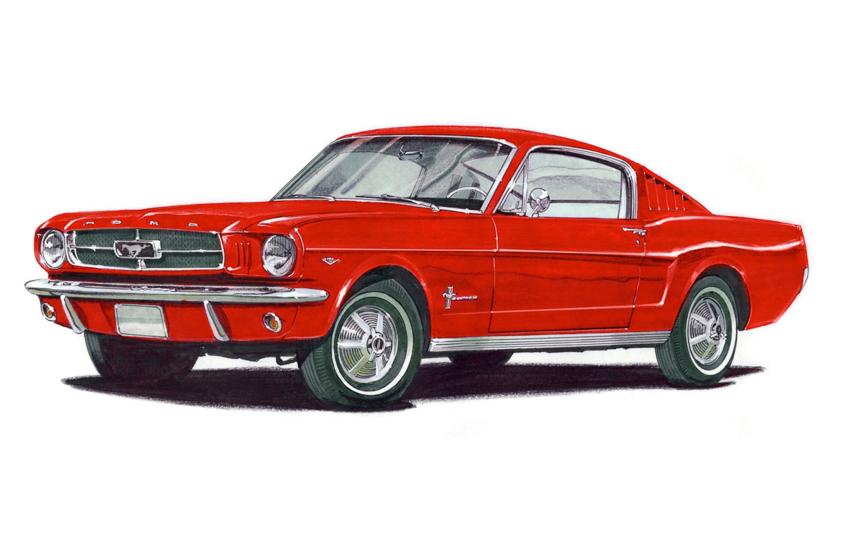 Papermoon Fototapete »MUSTANG FASTBACK 1965-VINTAGE AUTO ILLUSTRATION RETRO«,... kaufen