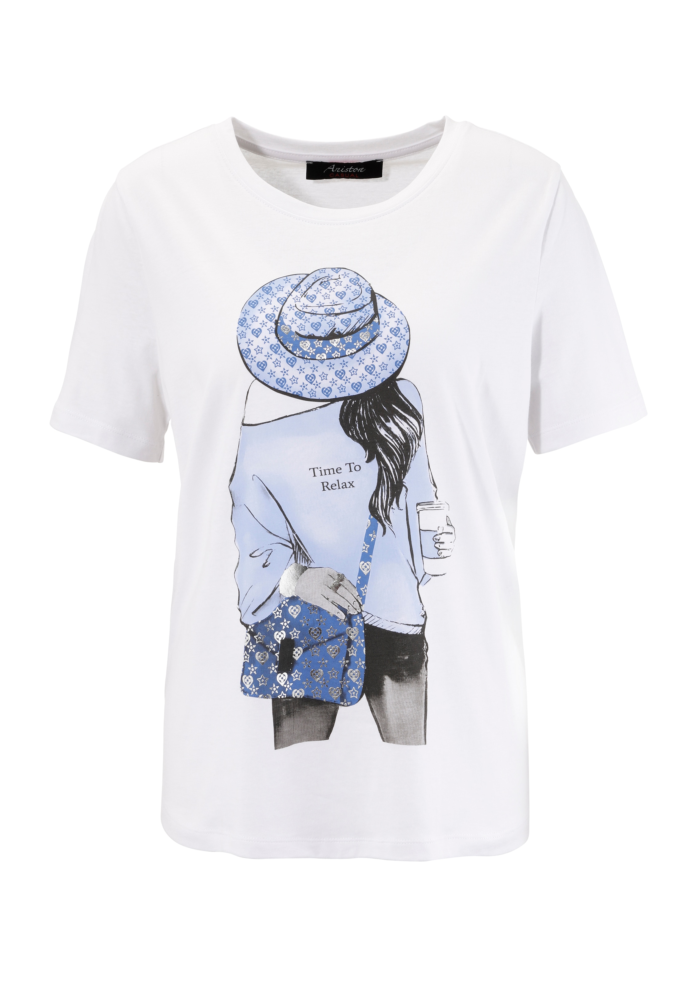 Aniston CASUAL T-Shirt, mit silberfarbenem Folienprint verzierter Frontdruck