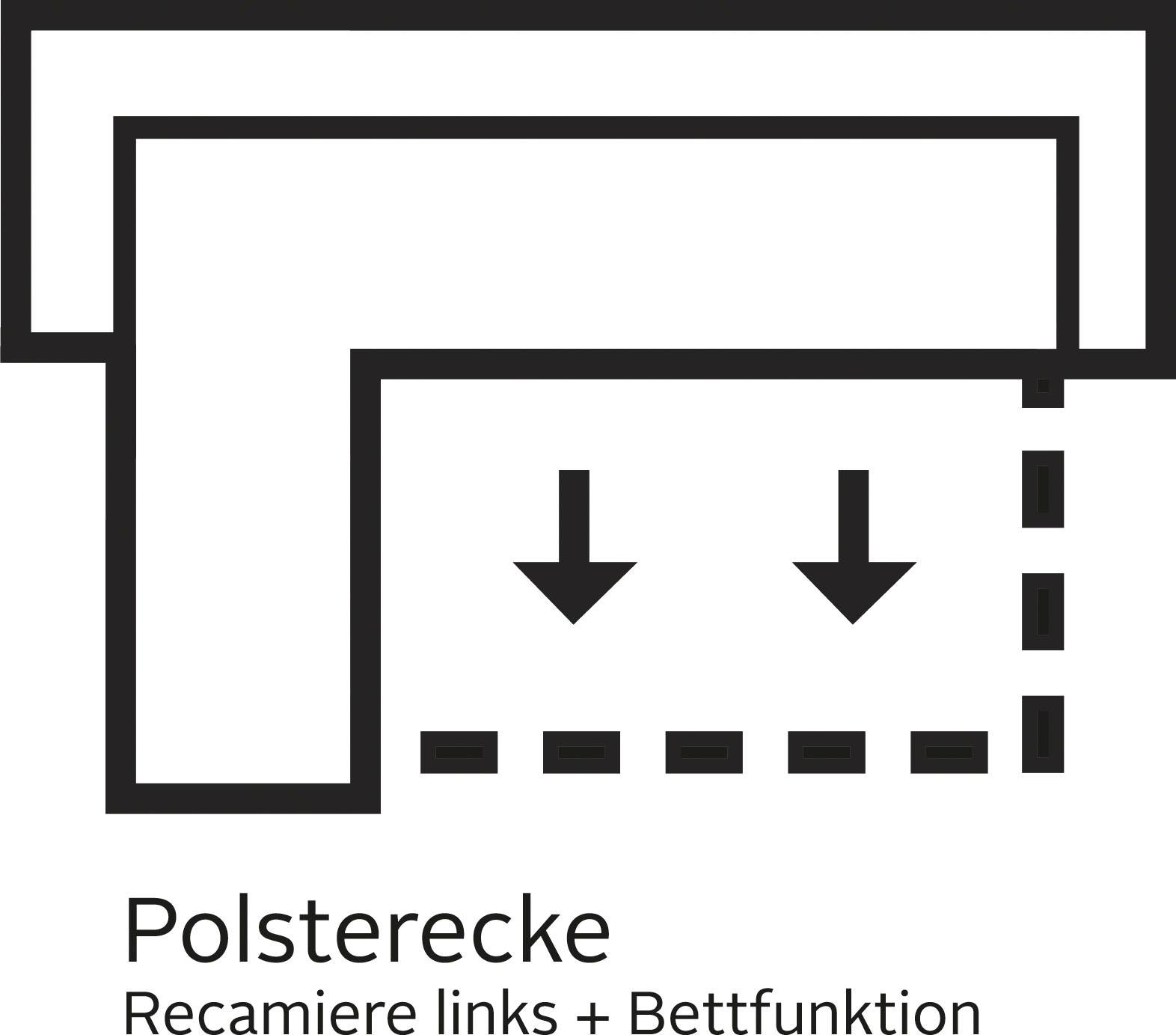 Home affaire Ecksofa »Alberto L-Form«, mit Kopfteilverstellung, wahlweise mit Bettfunktion