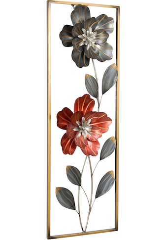 Wanddekoobjekt, Wanddekoration aus Metall, Motiv Blumen