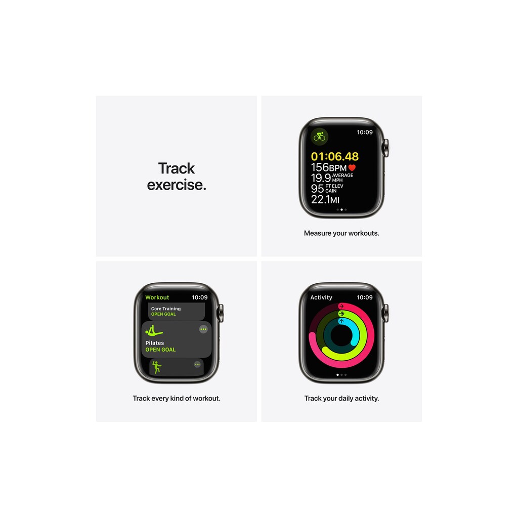 Apple Smartwatch »Serie 7, GPS, 41 mm Edelstahlgehäuse mit Sportarmband«, (Watch OS MKJ13FD/A)