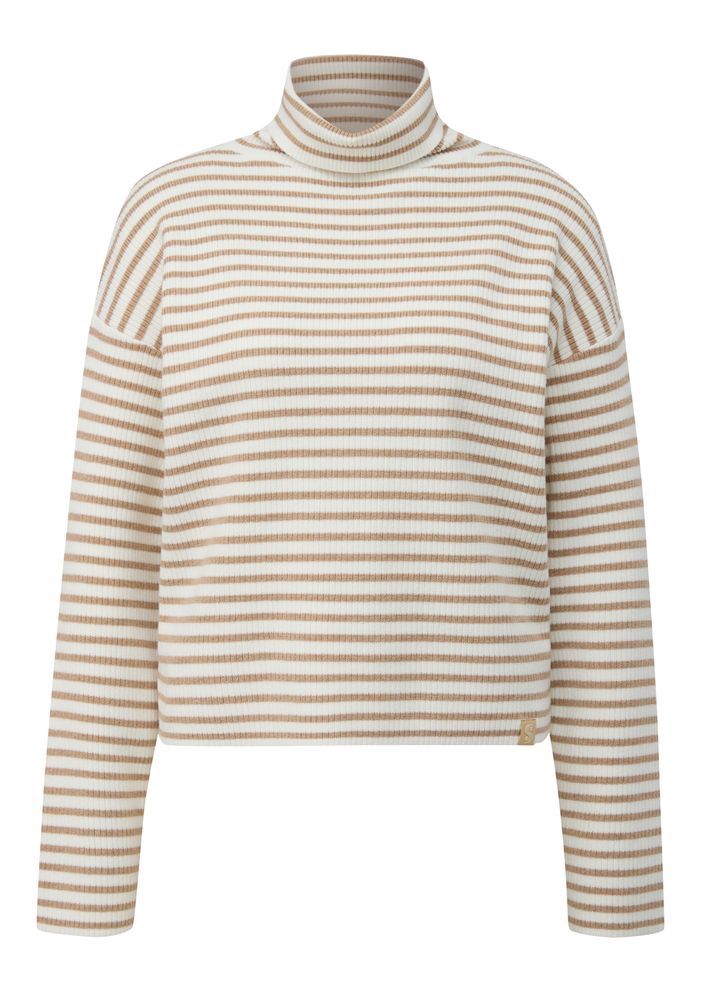 s.Oliver Rollkragenpullover, Rippstrick, im Streifen-Design