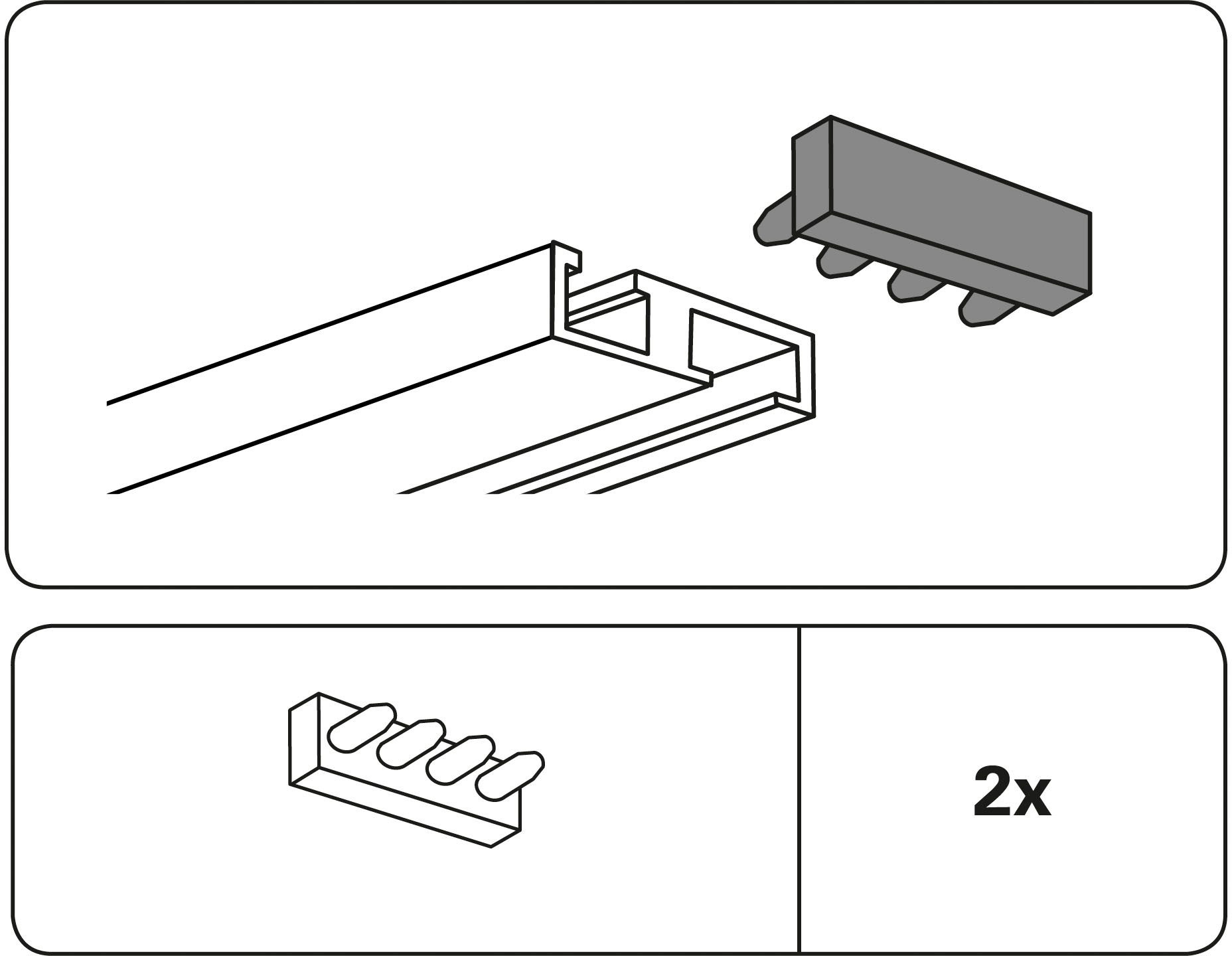 GARDINIA Gardinenstangen-Endstück »Endstück 1-läufig«, (2 St.), Serie Aluminium-Vorhangschiene 1-läufig