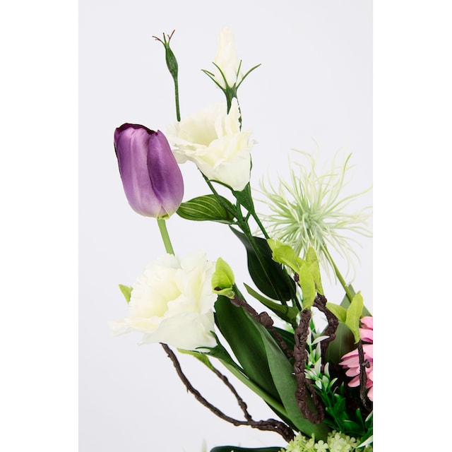 I.GE.A. Kunstblume »Arrangement Ranunkel/Lysianthus«, Pflanzschale aus  Rinde mit Moos online kaufen | Jelmoli-Versand