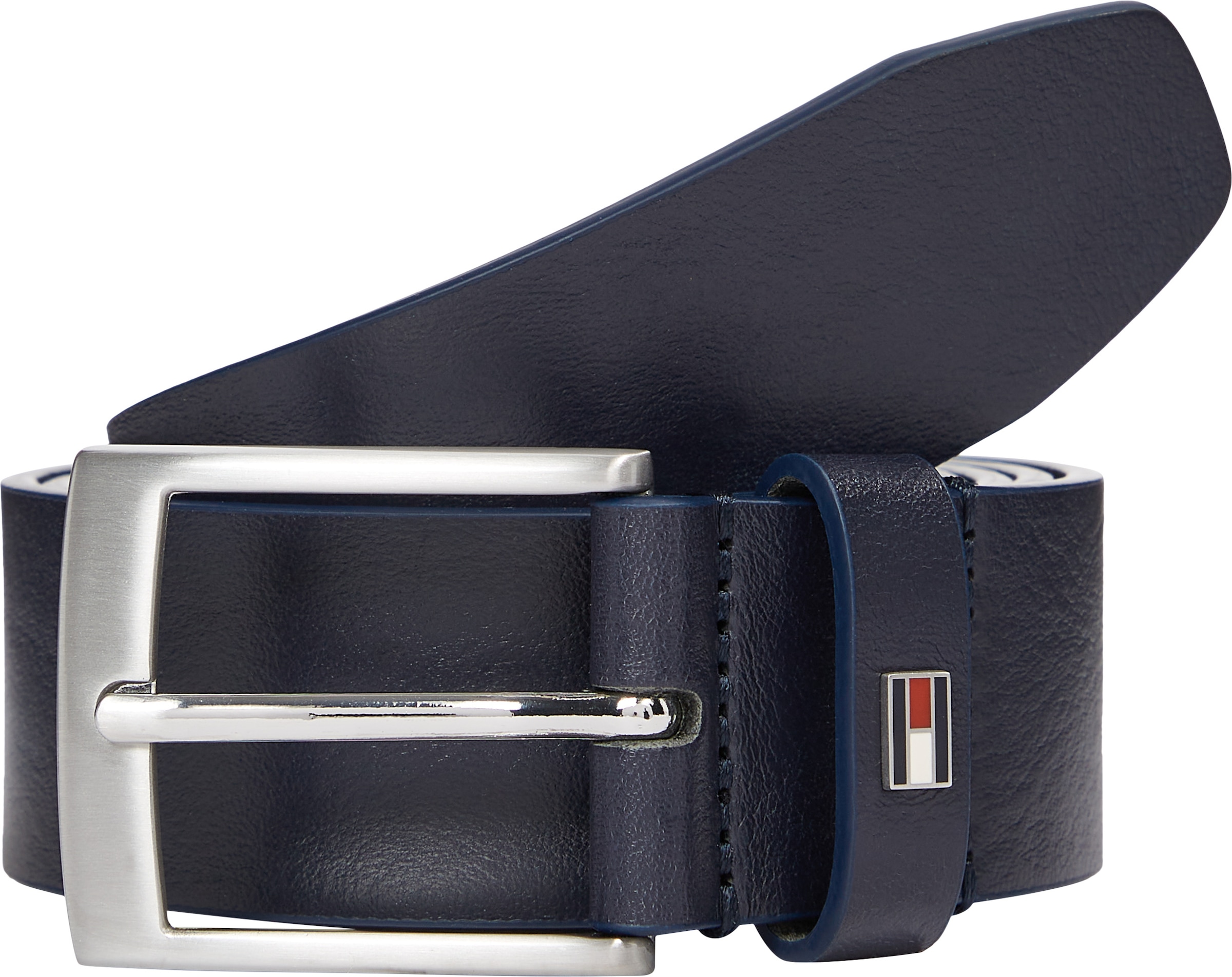 Tommy Hilfiger Ledergürtel »ADAN 3.5 EXT«, Metalllogopatch, Einfachdornschnalle