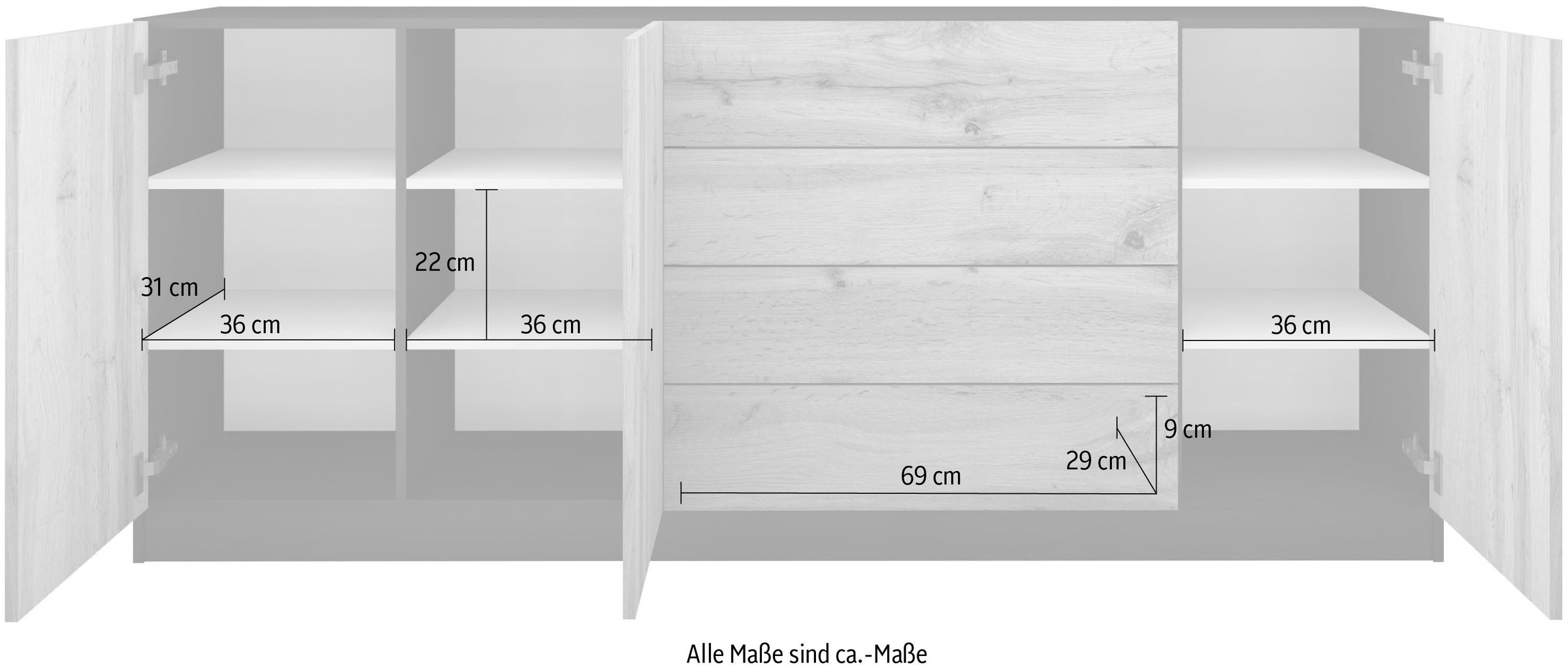 borchardt Möbel Sideboard »Vaasa«, Breite 190 cm