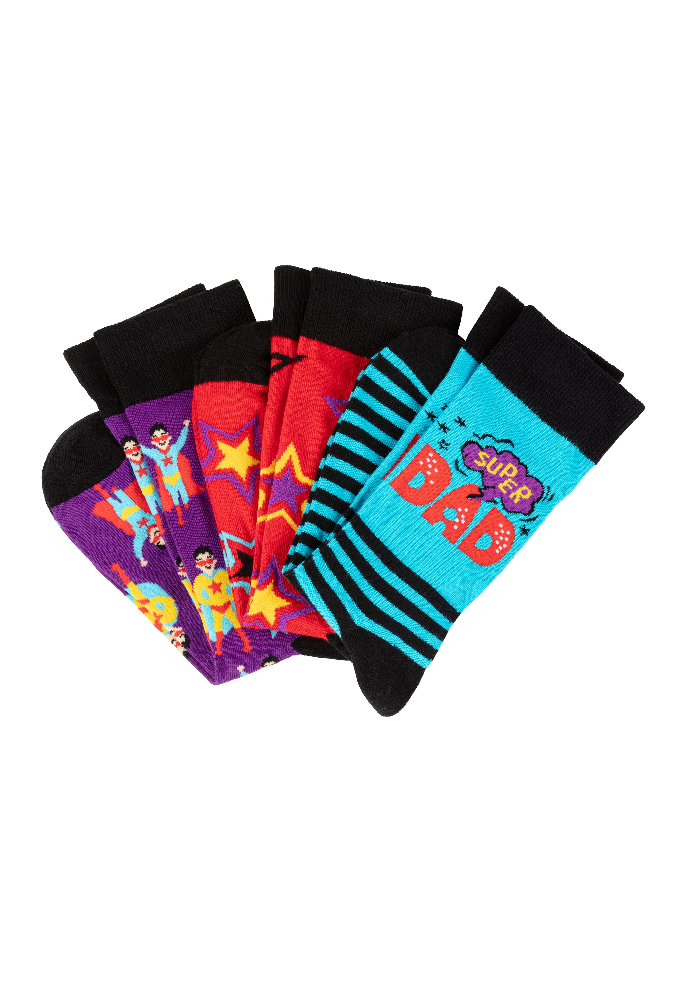 Apollo Socken »Geschenkbox Super-Dad oder Best Dad«, (3er Pack), verschiedenfarbige Designs, perfekt zum Vatertag oder Geburtstag