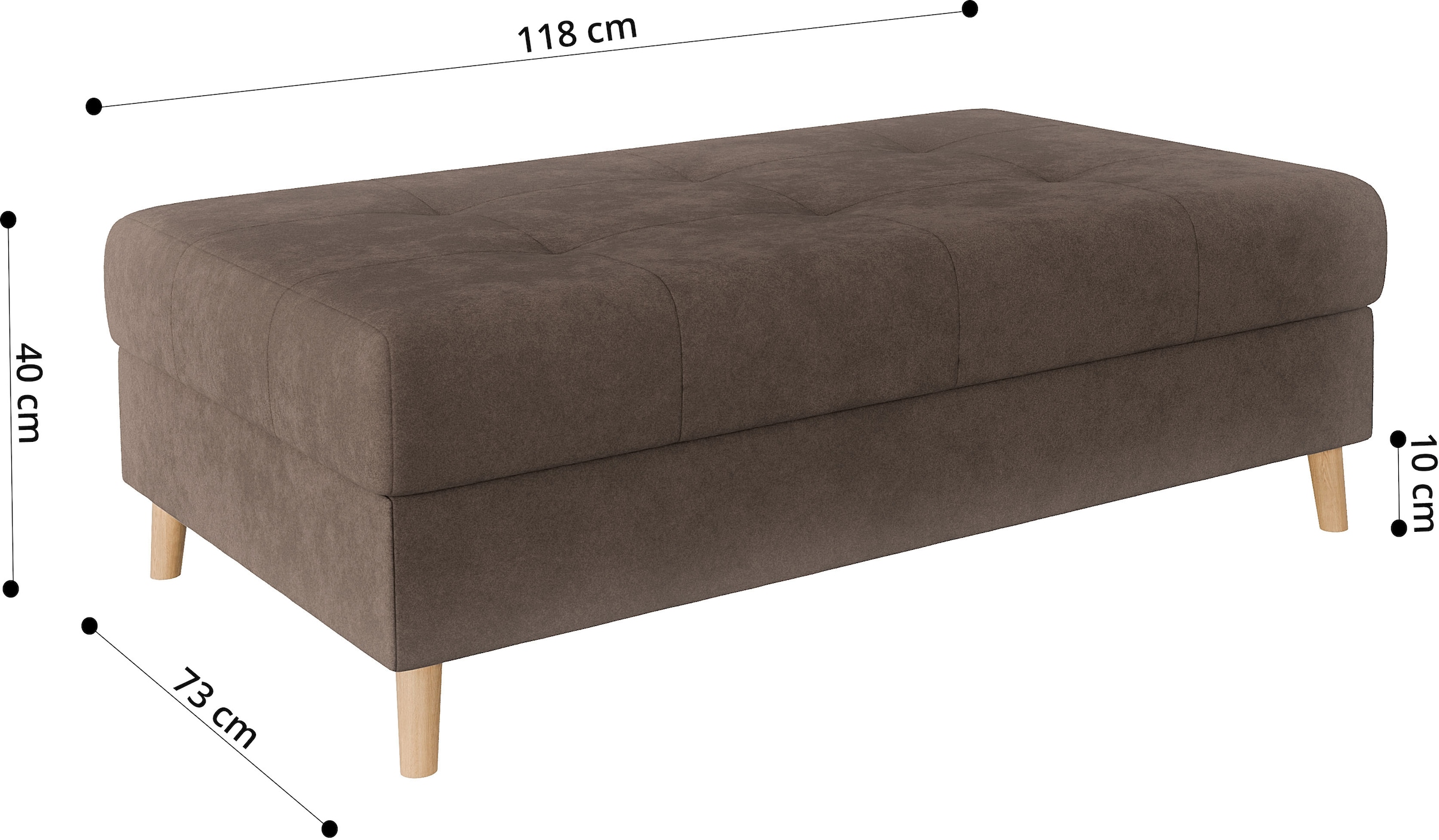 Home affaire Polsterhocker »CHARRE XXL, Steppung im Sitzbereich, Masse: B/T/H: 118/73/40 cm«, passend zur Serie CHARRE, auch in Cord und Bouclé