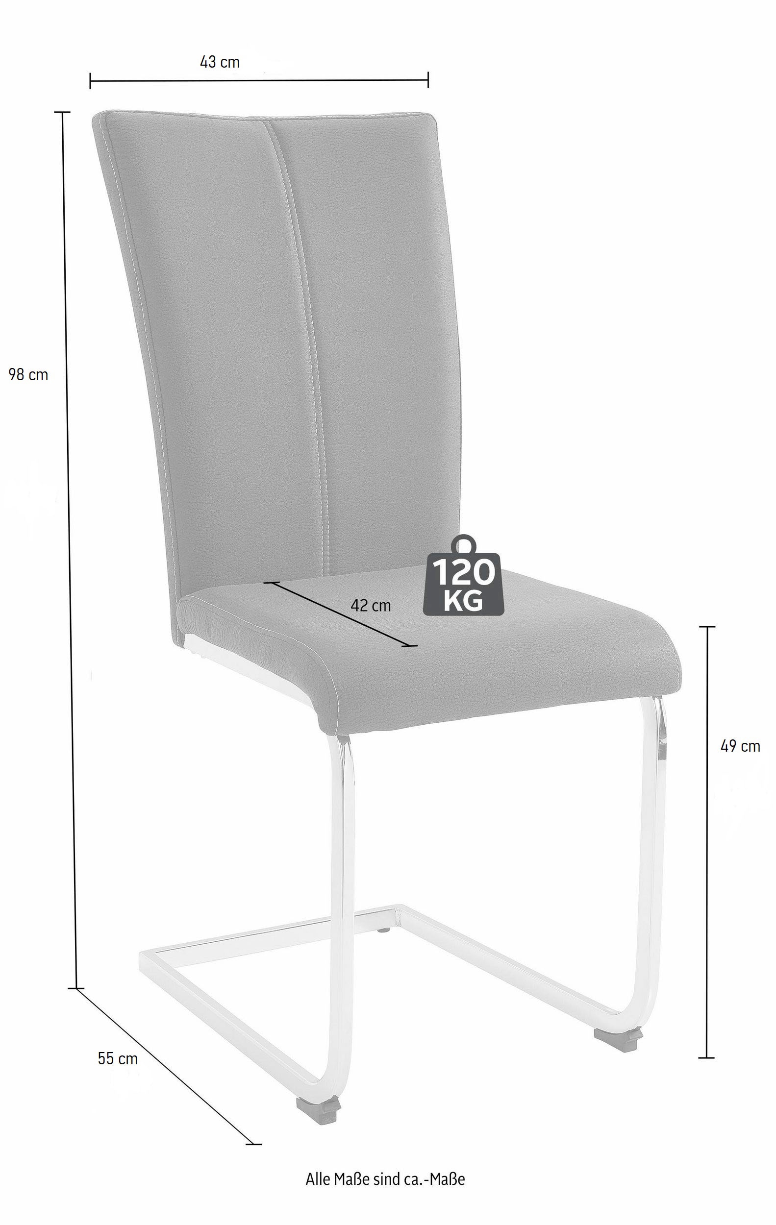 Home affaire Freischwinger »Alex«, (Set), 2 St., Struktur 2, Stuhl belastbar bis 120 Kg, Gestell im Chrom-Look