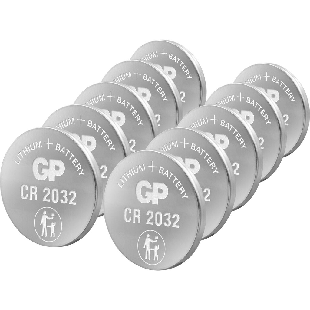 GP Batteries Knopfzelle »10er Pack CR2032 Lithium«, CR2032, 3 V, (Set, 10 St.)