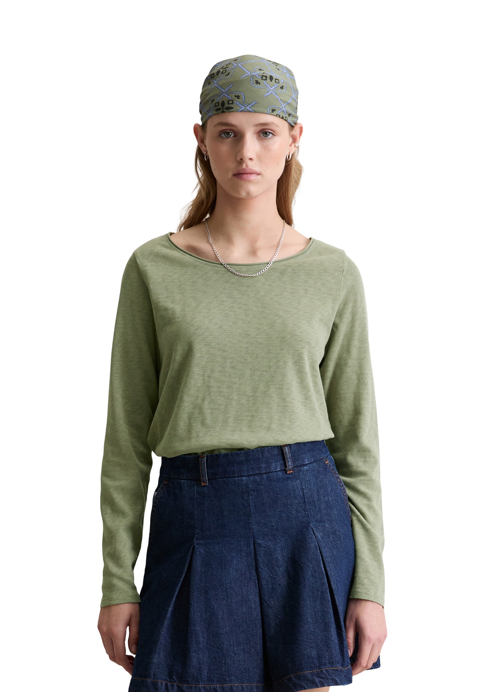Marc O'Polo DENIM Longsleeve regular fit aus Organic Cotton, mit Rollkante am Ausschnitt