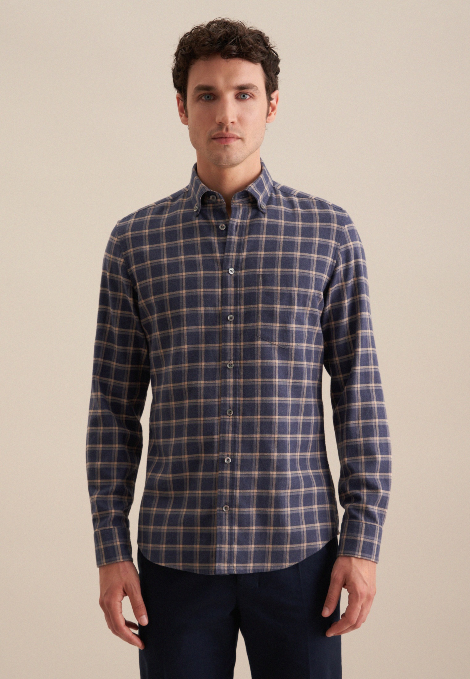 seidensticker Businesshemd »Schwarze Rose« Slim 1/1 Button-Down-Kragen Karo
