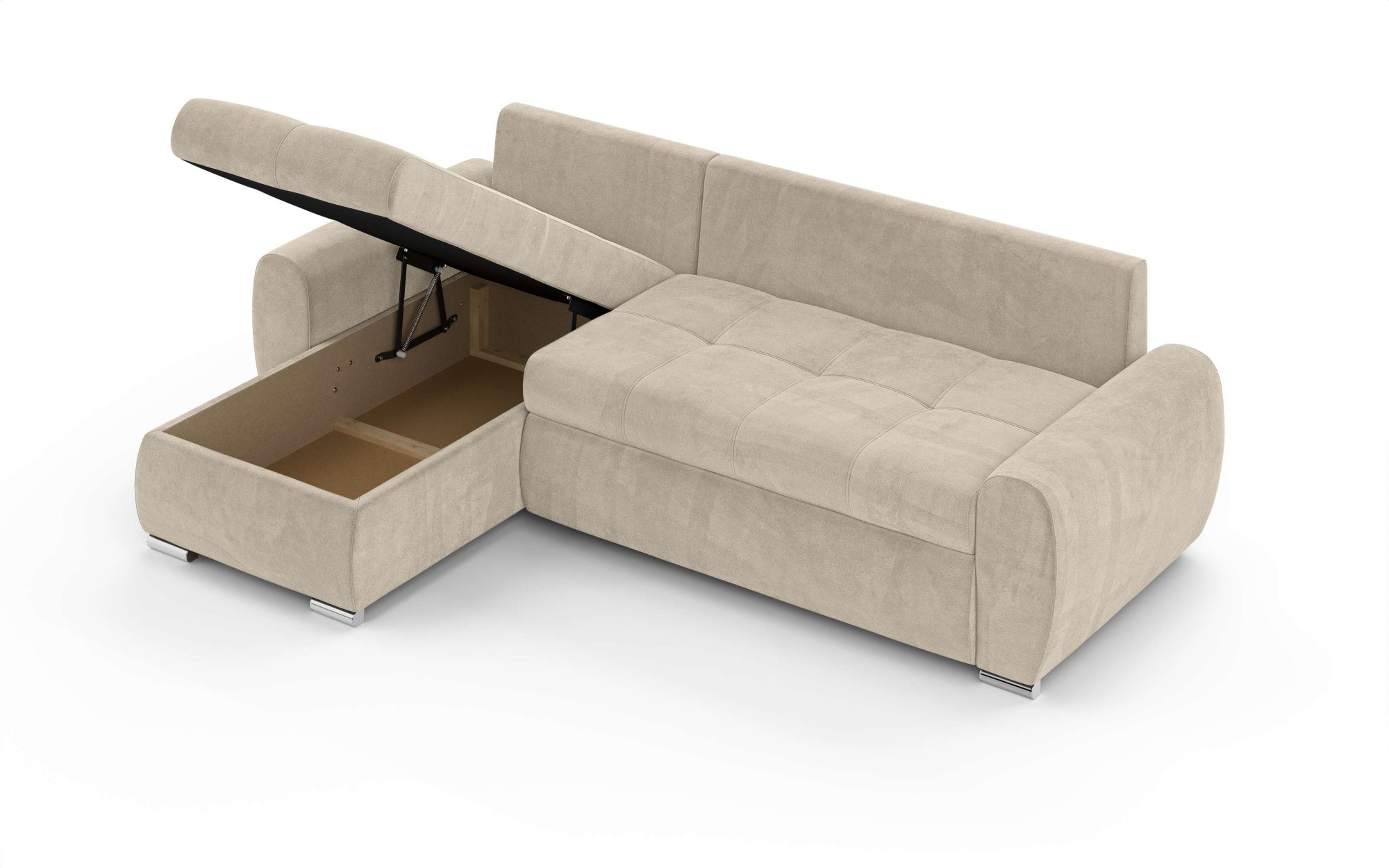 INOSIGN Ecksofa »HAVERHILL Schlafsofa mit Bettkasten, Masse B/H/T: 237/89/166 cm«, L-Form mit Recamiere links oder rechts bestellbar, Wellenunterfederung