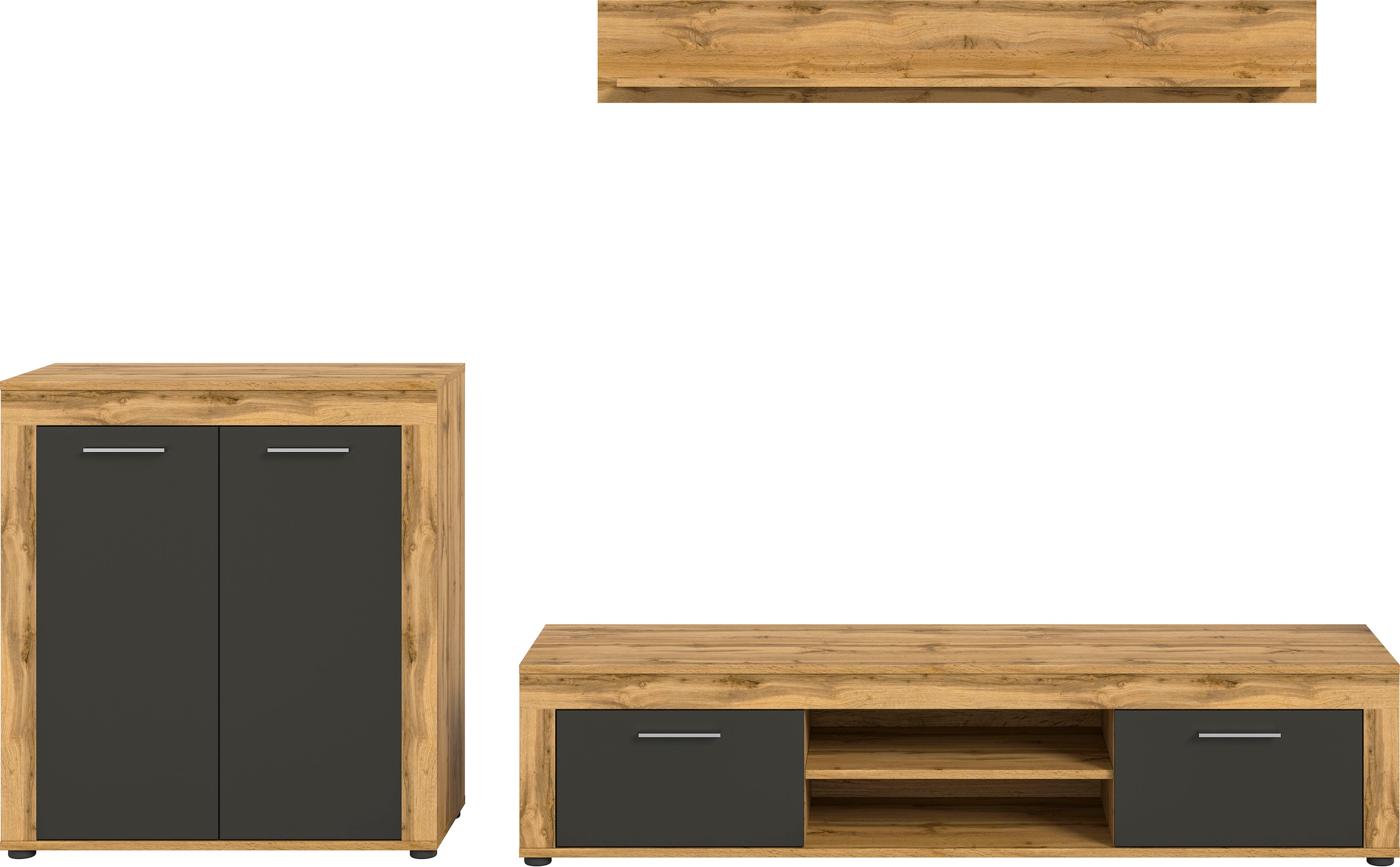 INOSIGN Wohnwand »Aosta, Breite 255cm, bestehend aus Highboard, Lowboard, Wandboard«, (3 St.), Wohnwand, Kombination, Anbauwand, Möbel Set, Schrankwand, Möbel Kombi