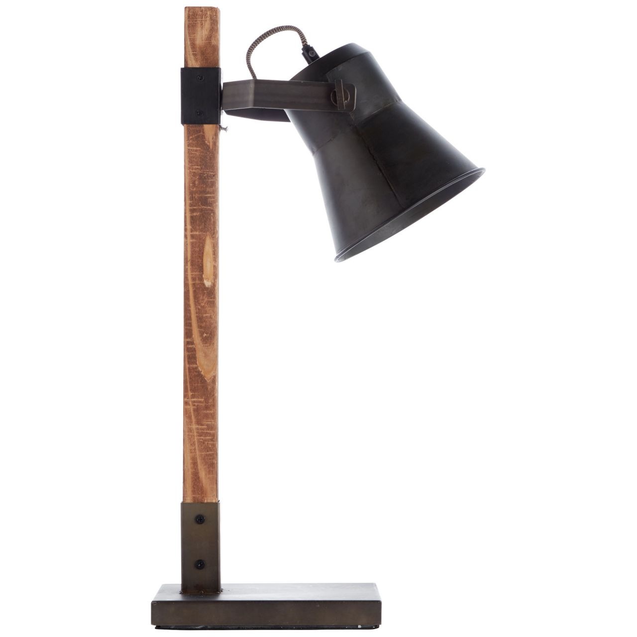 Brilliant Tischleuchte »Plow«, 1 flammig, Leuchtmittel E27 | ohne Leuchtmittel, Tischlampe schwarz stahl/holz