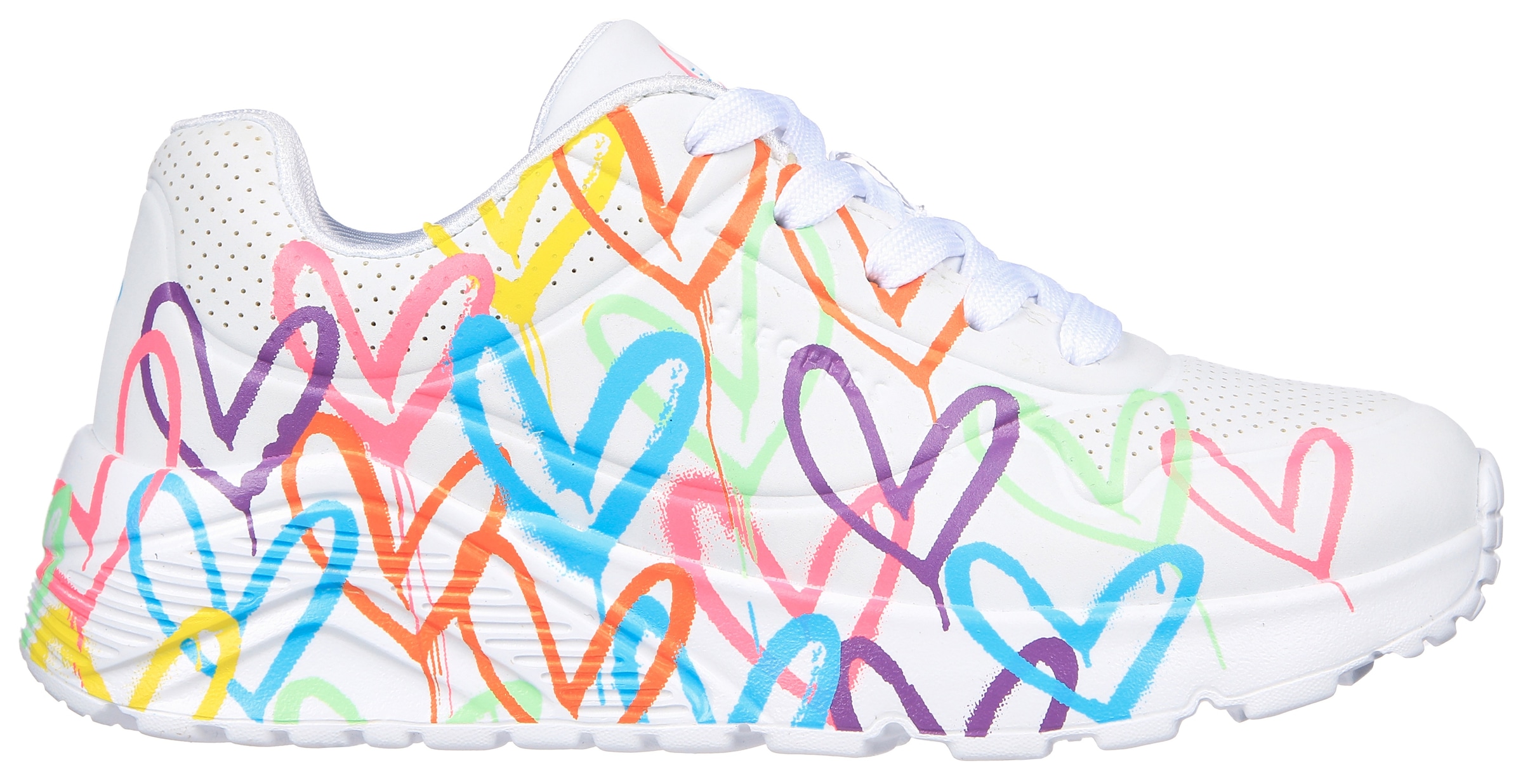Skechers Sneaker »JGoldfarbencrown: Uno Lite - Spread the Love«, Chunky Sneaker, Pleatausneaker, Retro Sneaker mit allover Print
