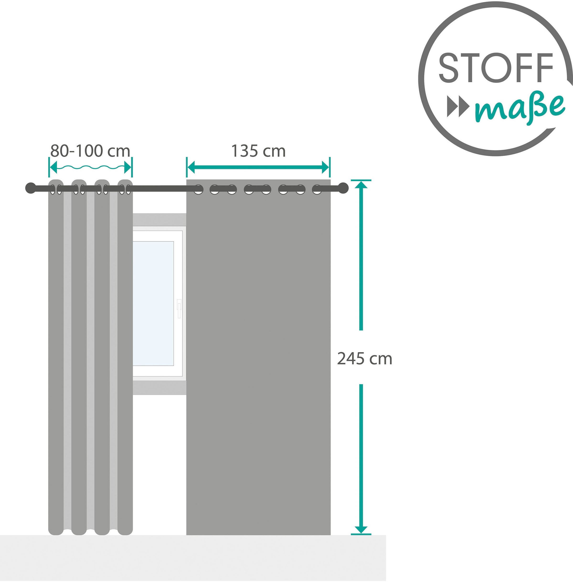 decolife Gardine »Nalu«, (1 St.), Ösenschal weiss mit grauen Streifen
