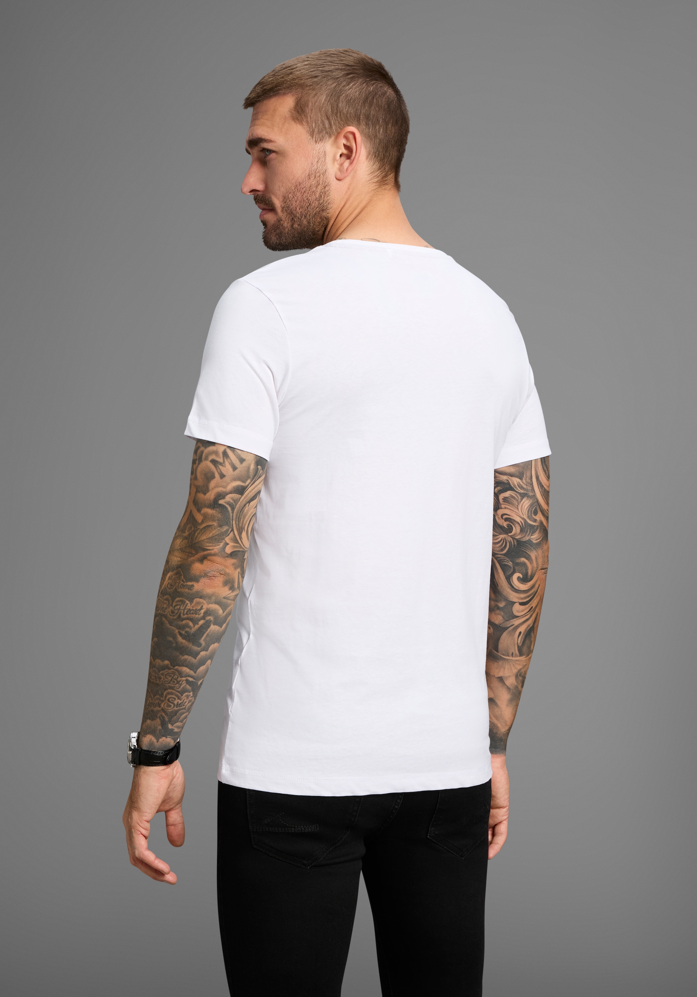 AJC T-Shirt, kurzärmelig, schmal geschnitten, mit stylischem Druck