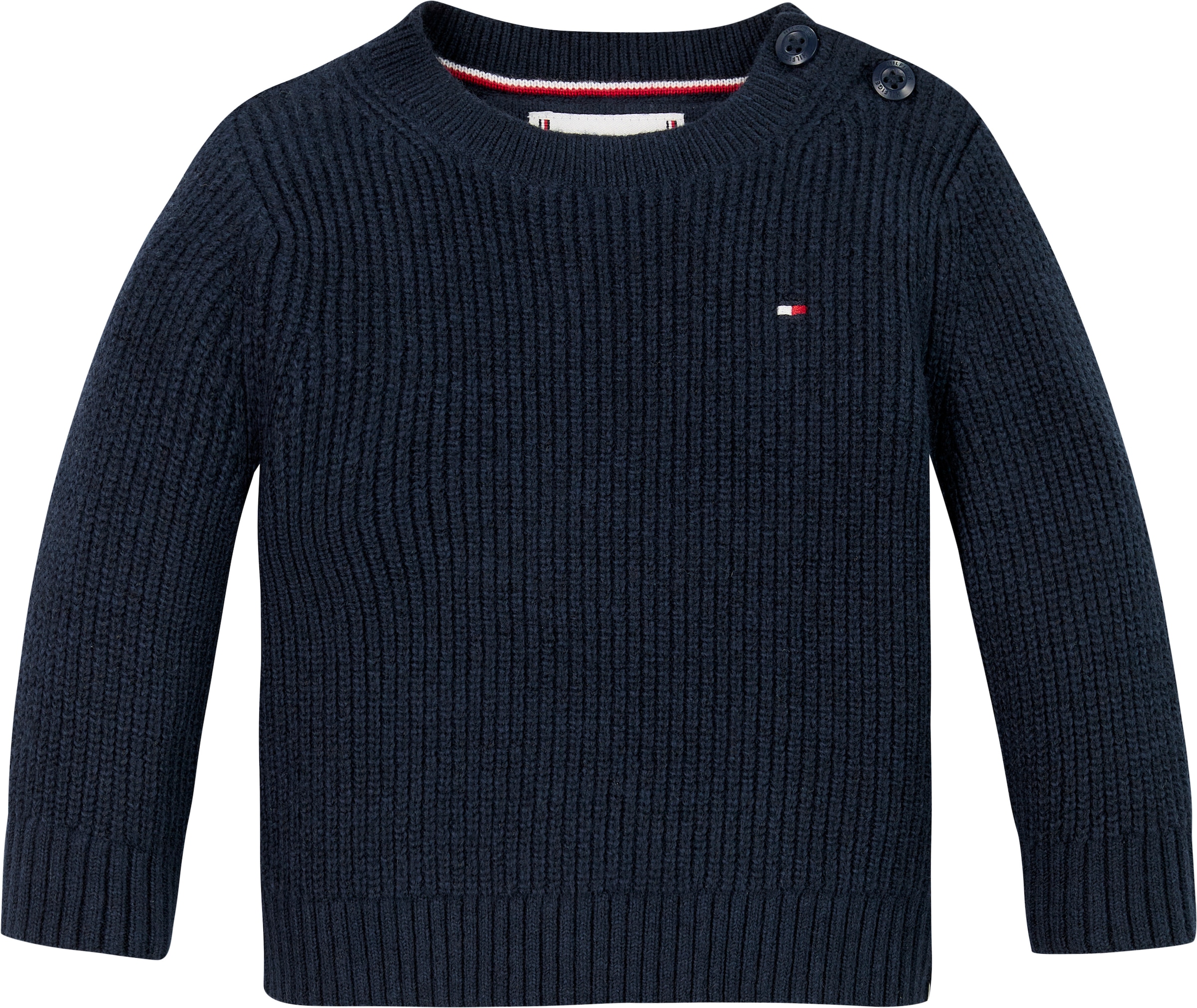 TOMMY HILFIGER Rundhalspullover »ESSENTIAL CN SWEATER«, mit Logostickerei