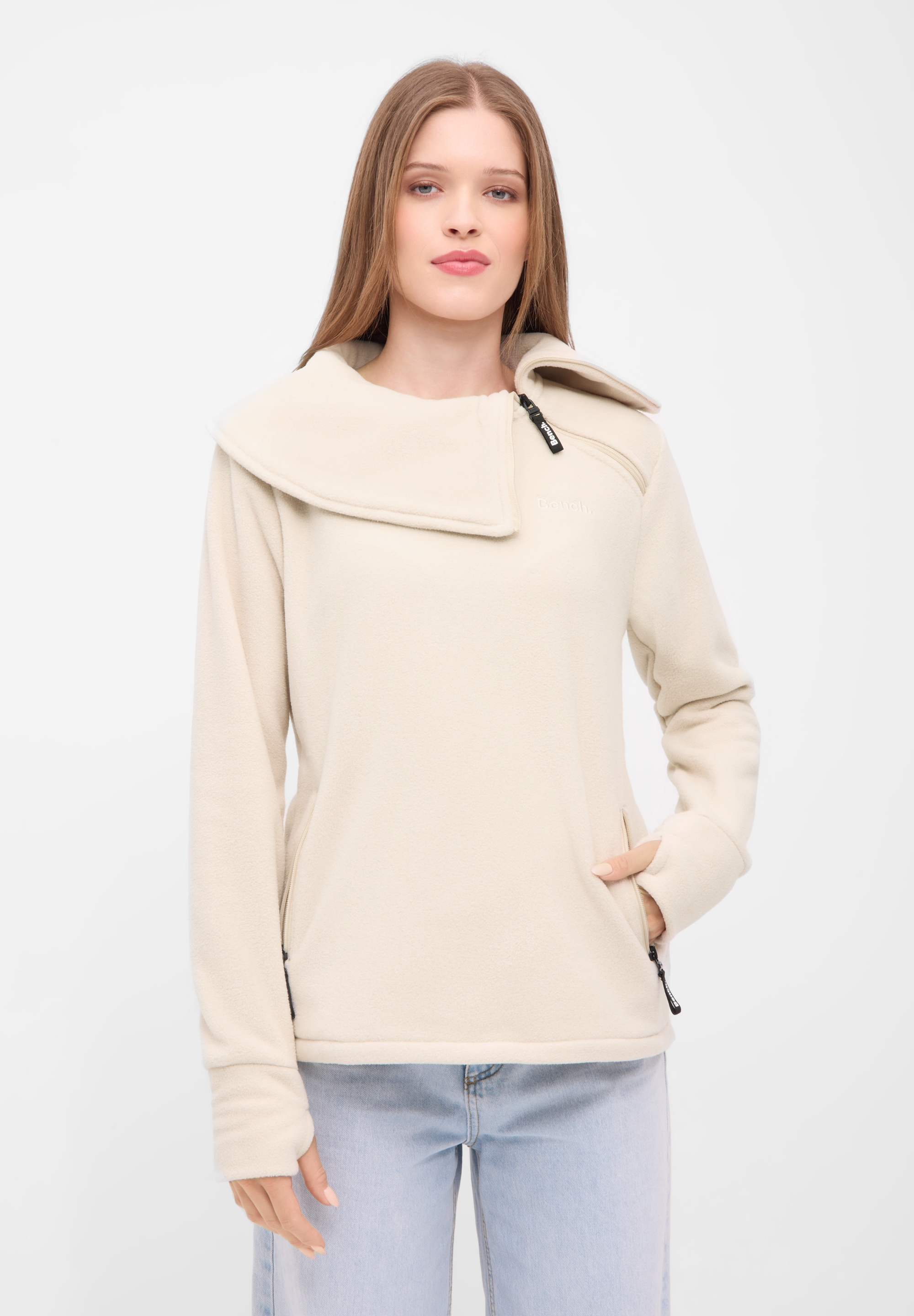 Bench. Fleecepullover »APRILLE«, warmes, tailliertes Fleeceshirt mit Troyerkragen und Seitentaschen