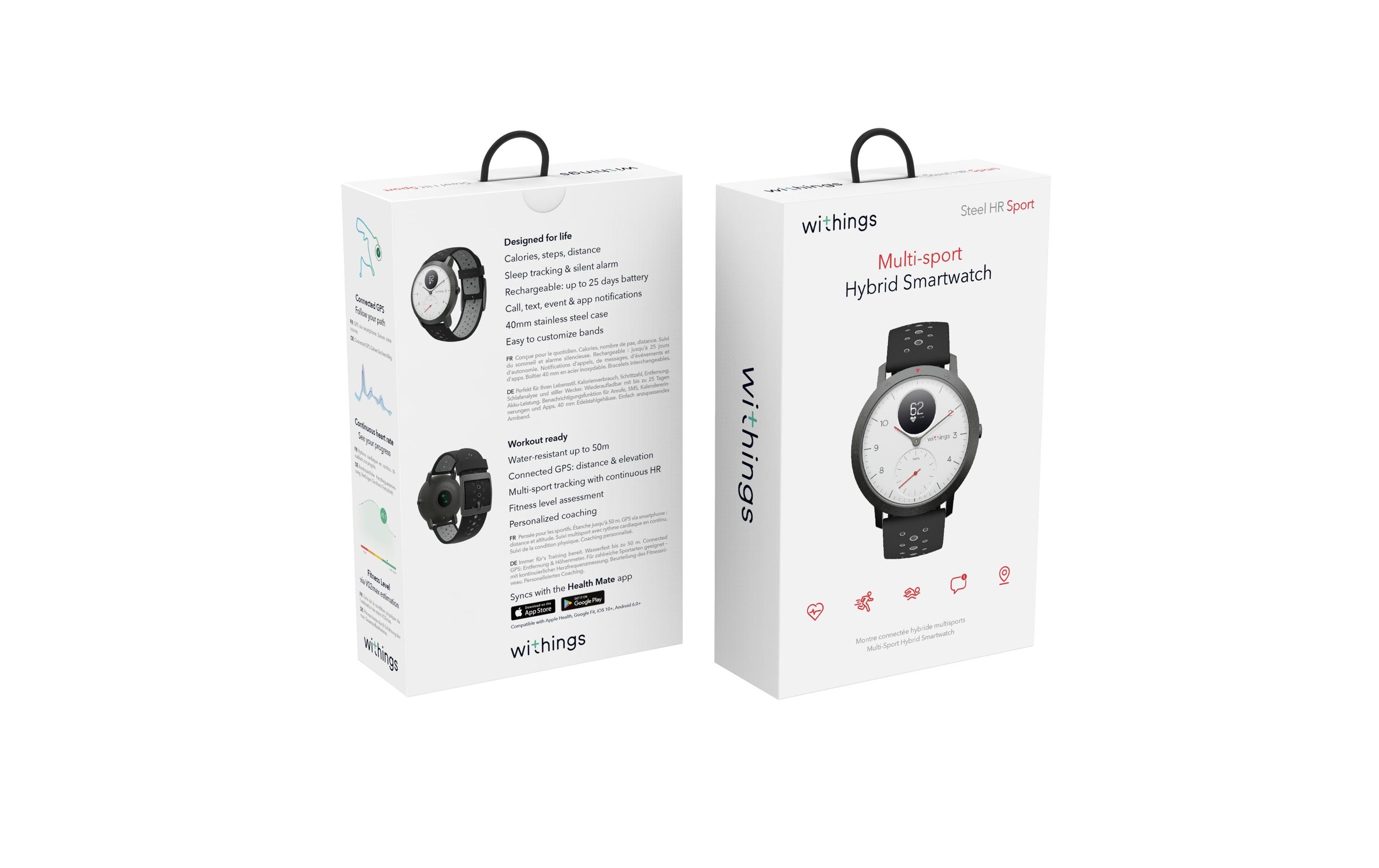 Withings Fitnessuhr »Sportuhr Steel HR Sport weiss, dunkelgrau«,)