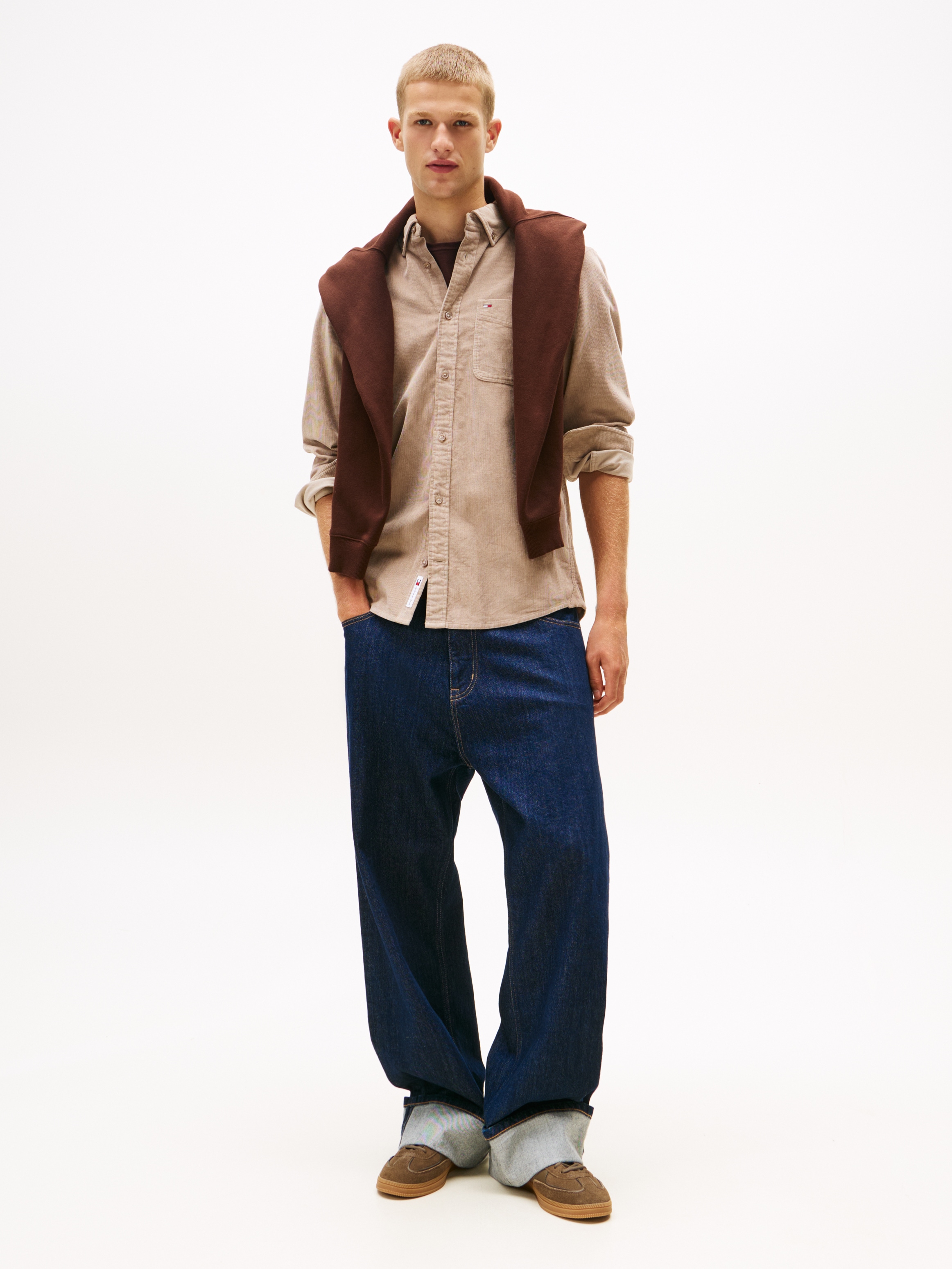 Tommy Jeans Langarmhemd »TJM BABY CORD SHIRT EXT«, Cordhemd Regular Fit, Button-down-Kragen