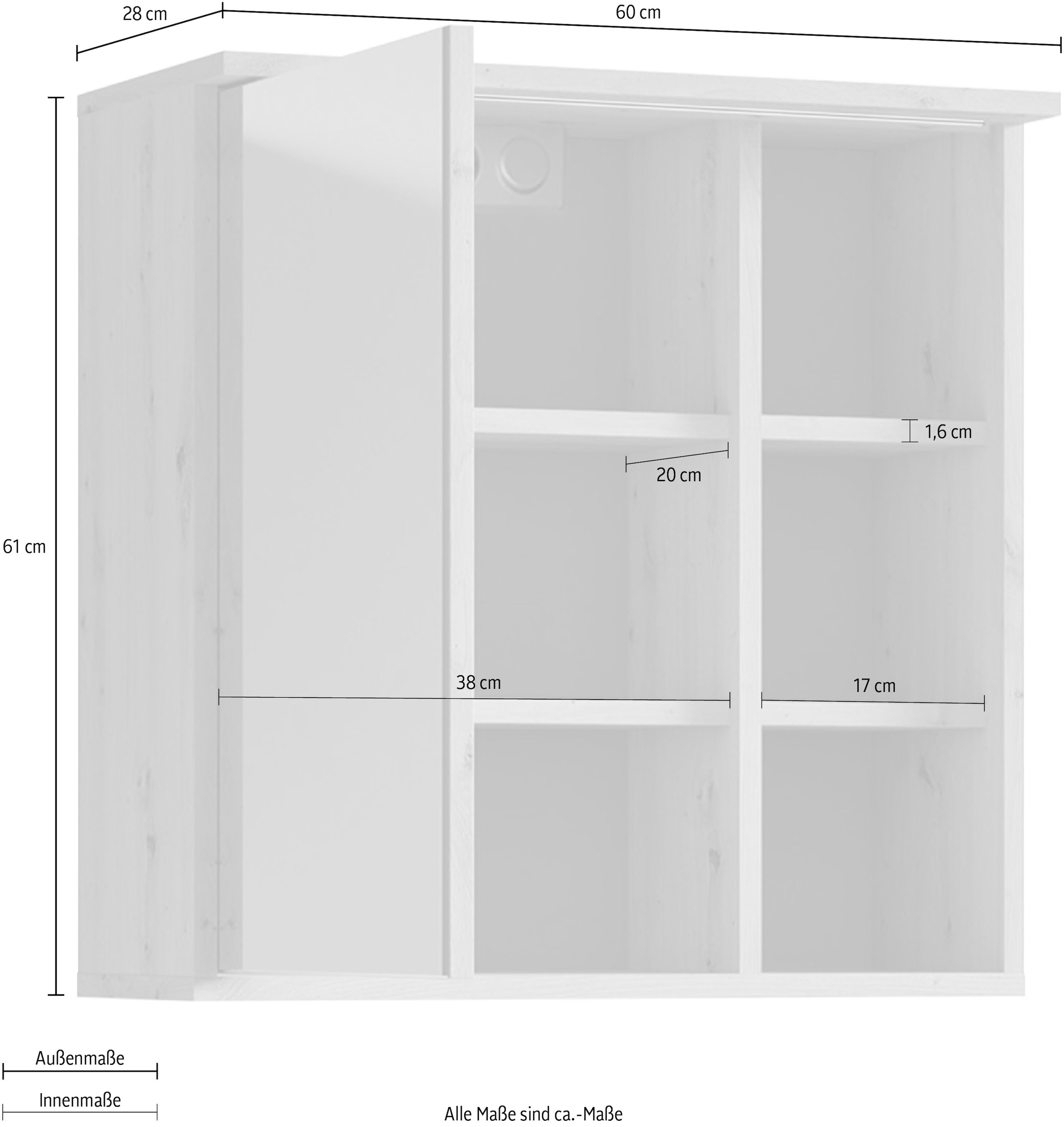 byLIVING Spiegelschrank »Wellness«, (1 St.), 60cm Badschrank mit LED-Leuchte, grossem Spiegel und viel Stauraum