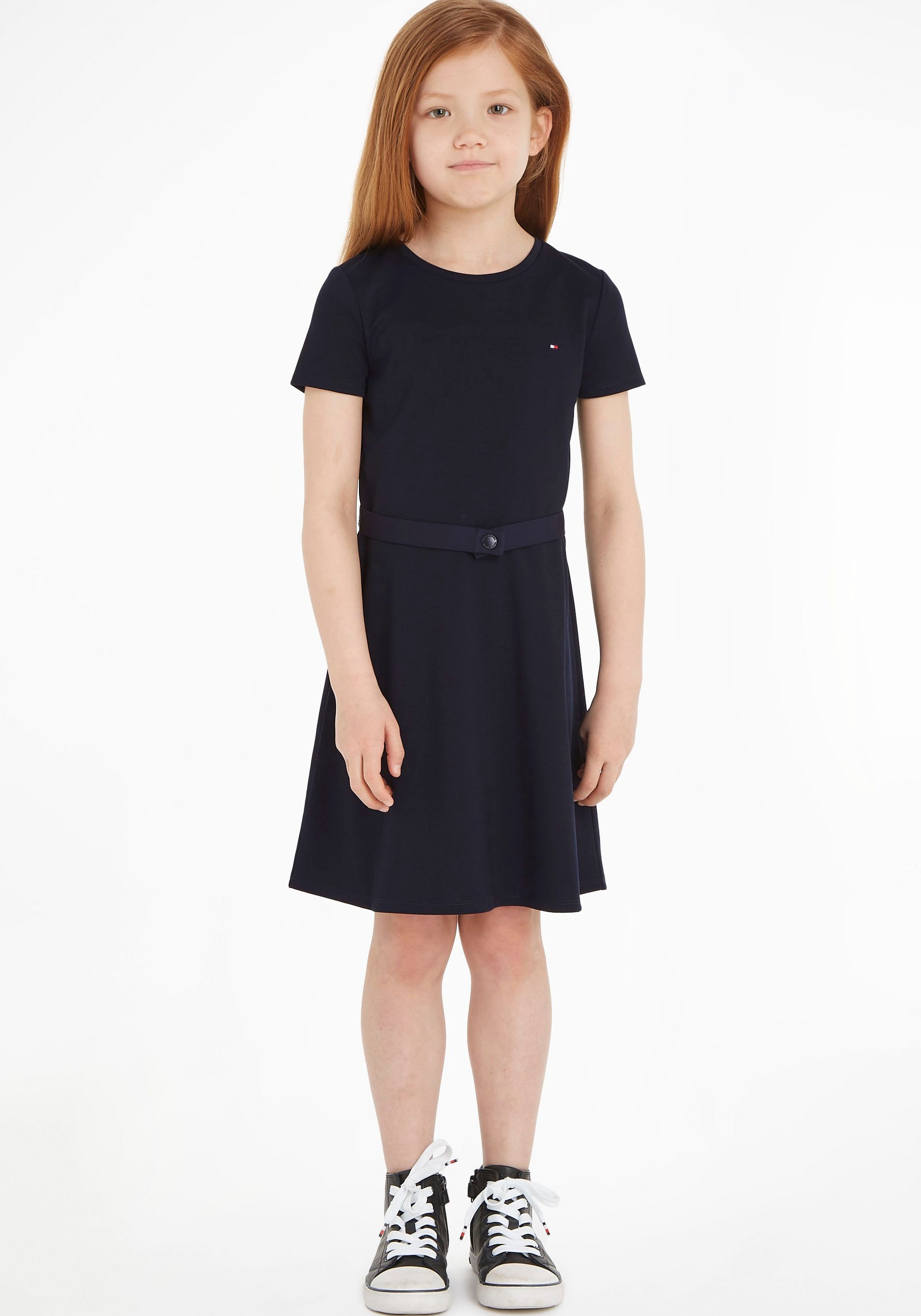 Tommy Hilfiger Jerseykleid »ESSENTIAL SKATER DRESS«, mit Markenlabel am Bund