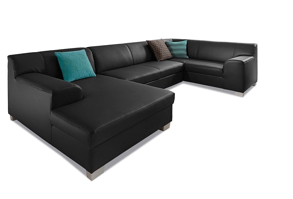 DOMO collection Wohnlandschaft »Amando in vielen Bezugsvarianten, auch in Leder, komfortabel, U-Form«, wahlweise mit Bettfunktion, fester Sitzkomfort, frei im Raum stellbar