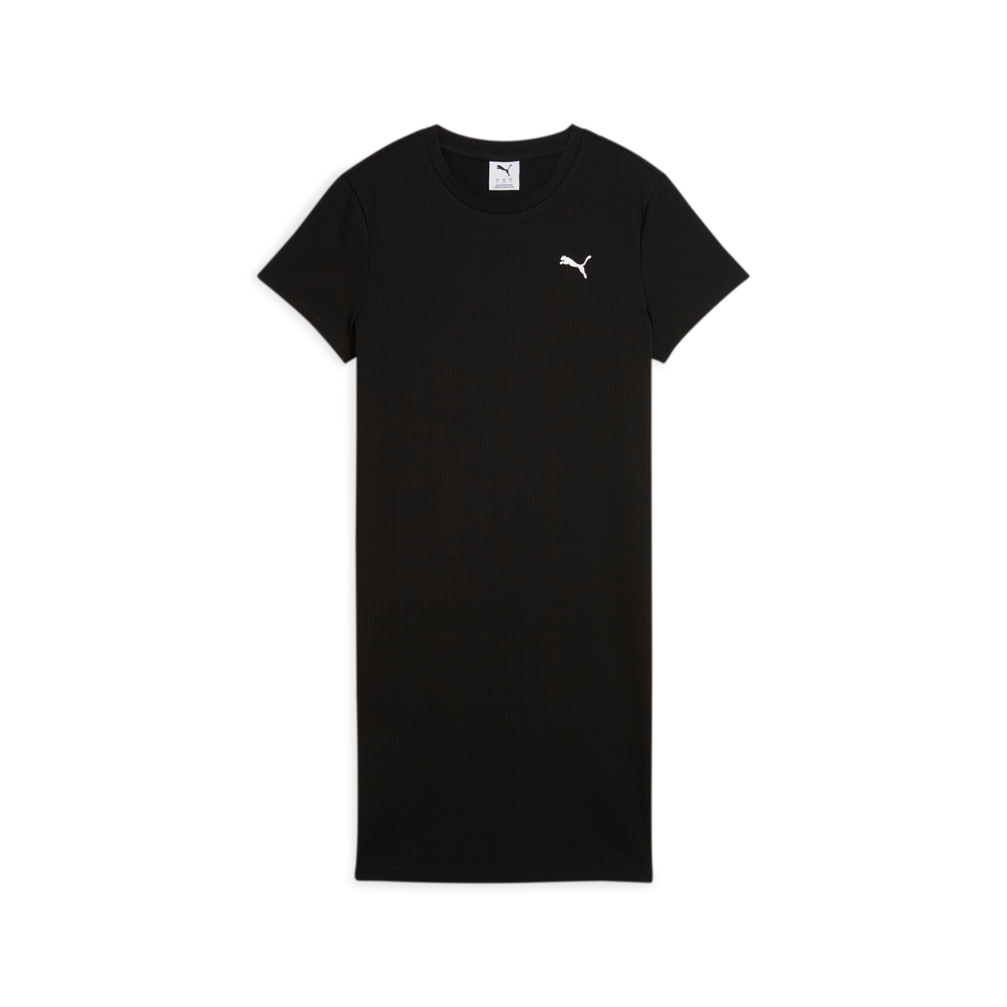 PUMA Sweatrock »ESS ELEVATED BODYCON RIB DRESS« eleganter Ausschnitt, gesticktes Cat Logo