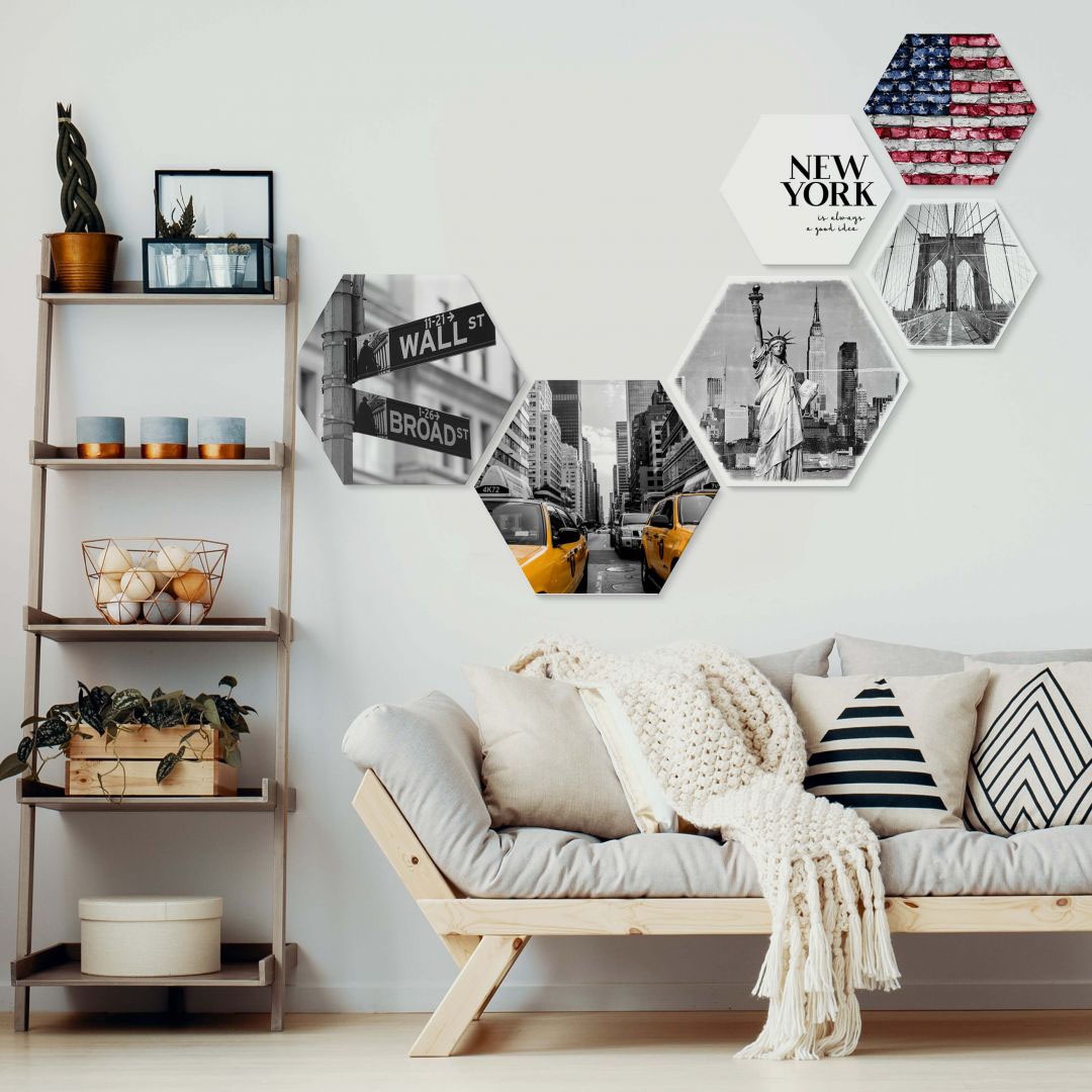 (Set, »Typisch Mehrteilige Jelmoli-Versand Collage«, 6 New kaufen Wall-Art York | St.) online Bilder