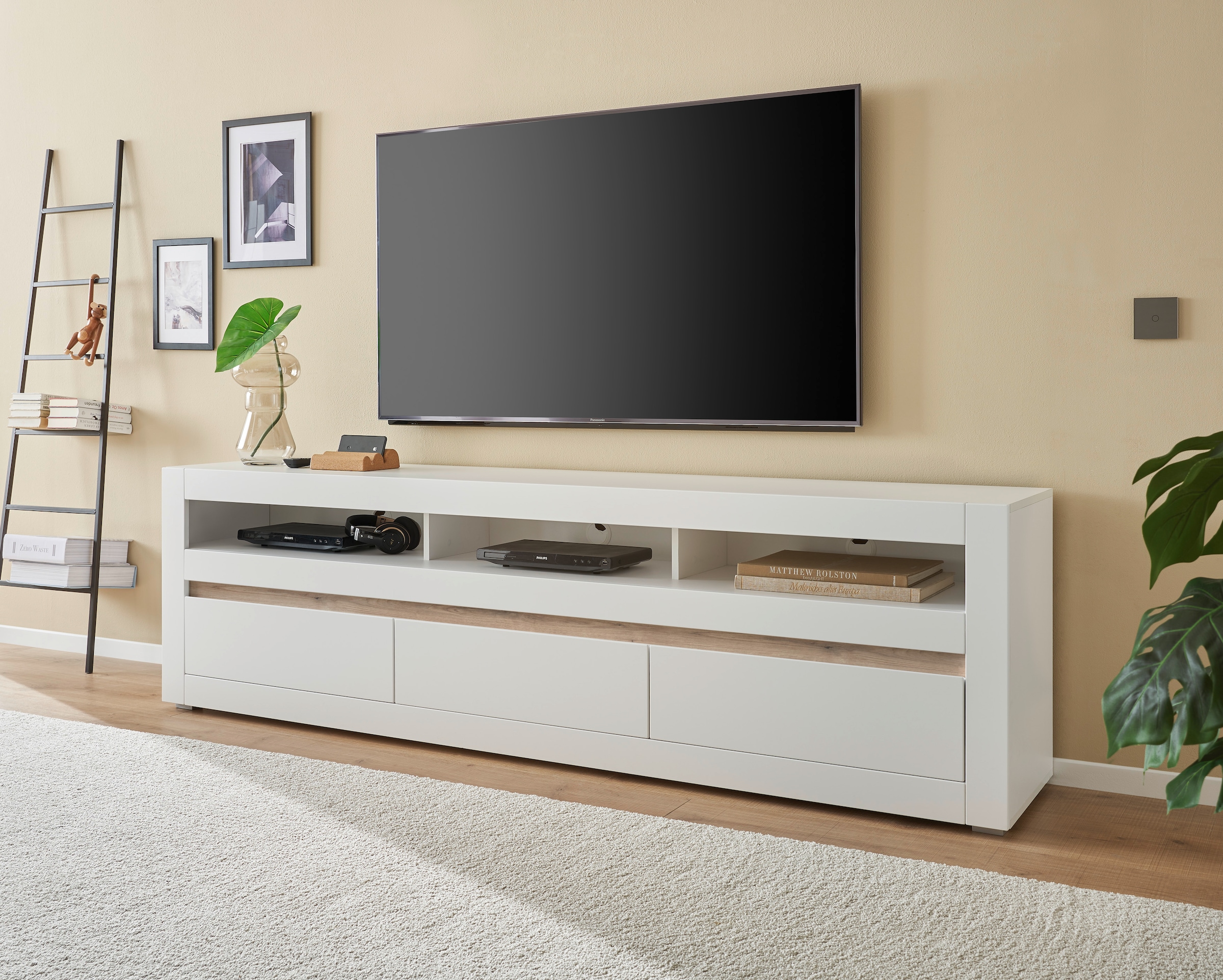 INOSIGN Lowboard »Chester, moderner TV-Unterschrank, Kommode mit Stauraum, Weiss Matt«, (1 St.), austauschbare Blende in Griffleiste, zeitloses Design, 217 cm breit
