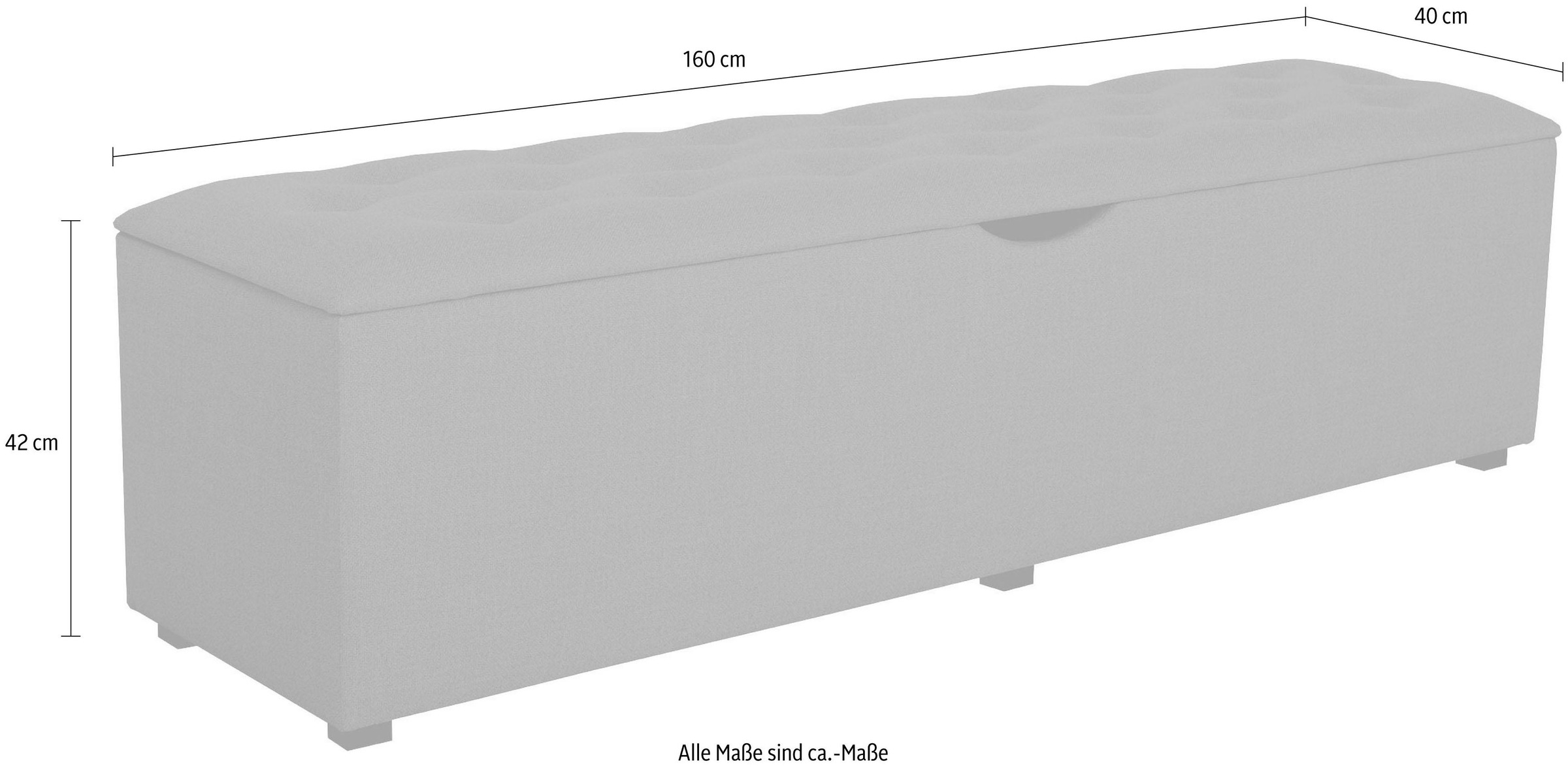 Places of Style Hockerbank »Knobbed«, Hockerbank mit Stauraum, Breite 120 cm und 160 cm