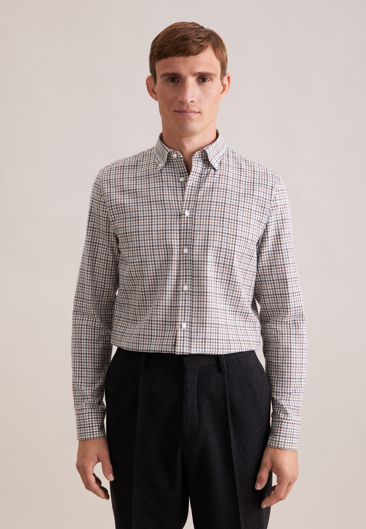 seidensticker Flanellhemd »Schwarze Rose« Slim 1/1 Button-Down-Kragen Karo