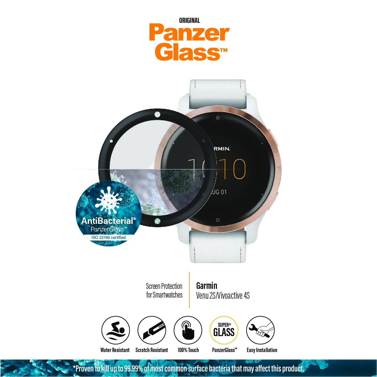 PanzerGlass Displayschutzglas »Screen Protection«, für Garmin Venu 2S-Vivoactive 4s, Displayschutzfolie, Schutzfolie, Bildschirmschutz, kratz- & stossfest