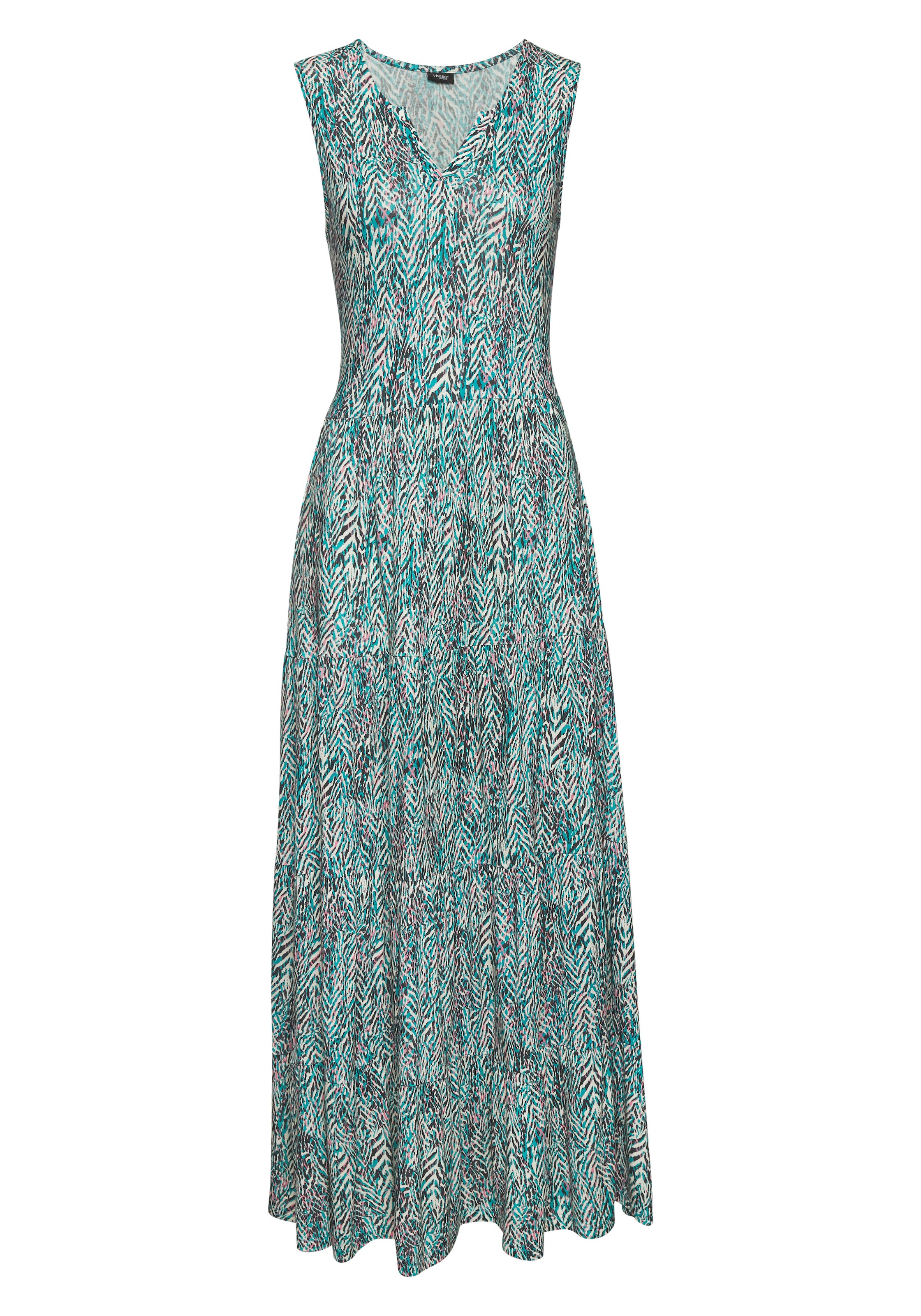 Vivance Maxikleid mit Alloverdruck, langes Sommerkleid aus Jersey, casual