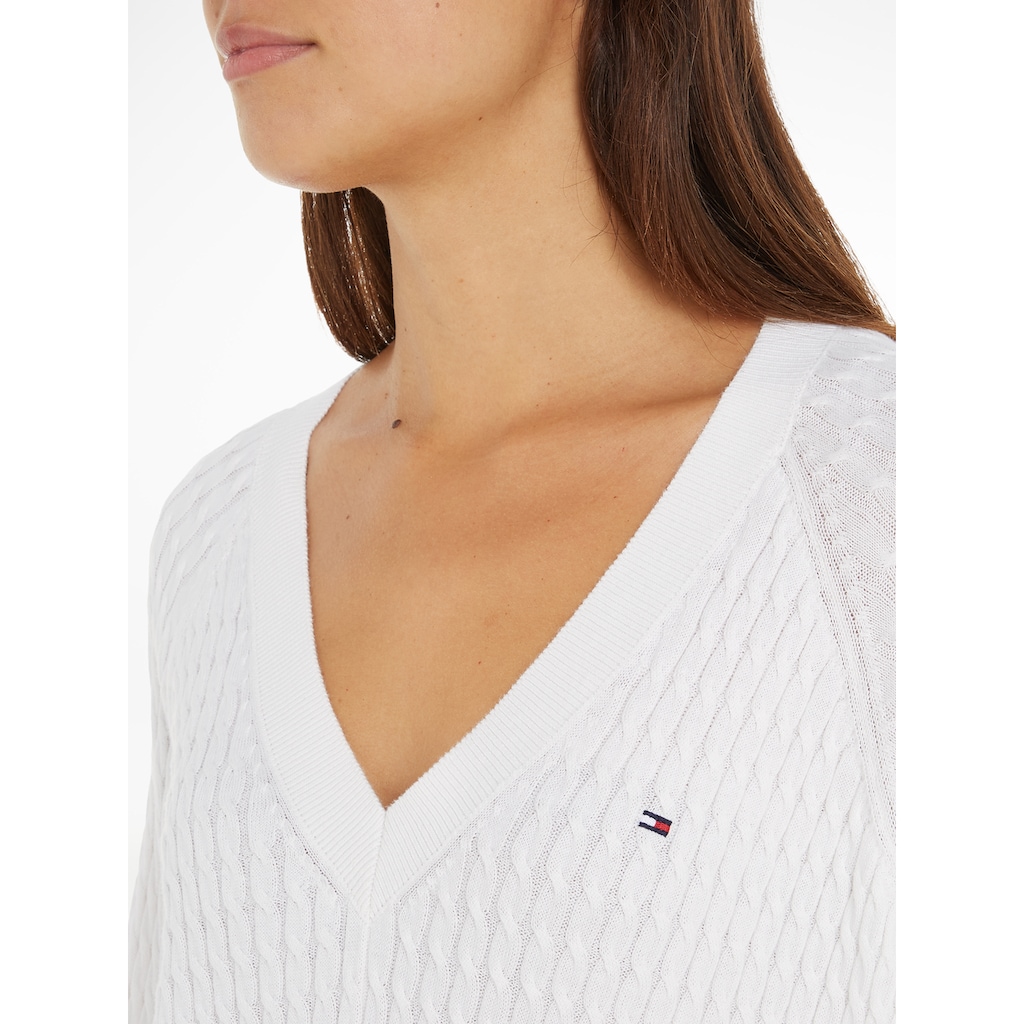Tommy Hilfiger Curve V-Ausschnitt-Pullover »CRV CO CABLE V-NK SWEATER«