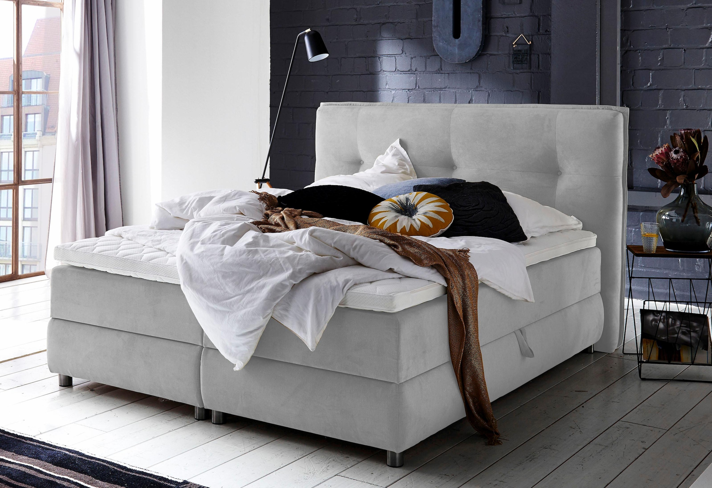 ATLANTIC home collection Boxspringbett »Tilo«, mit Tonnentaschen-Federkernmatratze, inkl. Bettkasten und Topper