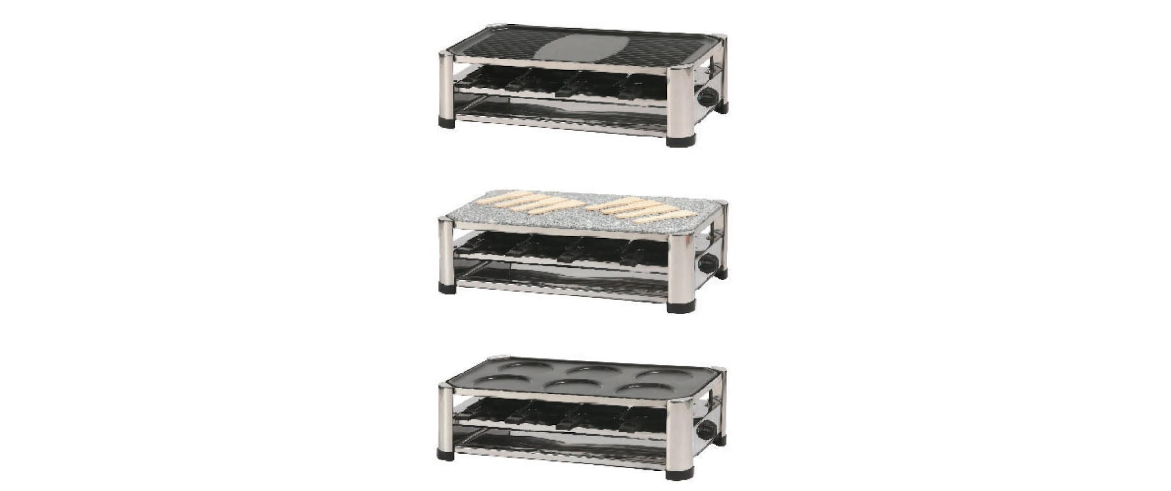 ohmex Raclette »Raclette Grill 4 in 1«, 8 St. Raclettepfännchen, 1500 W