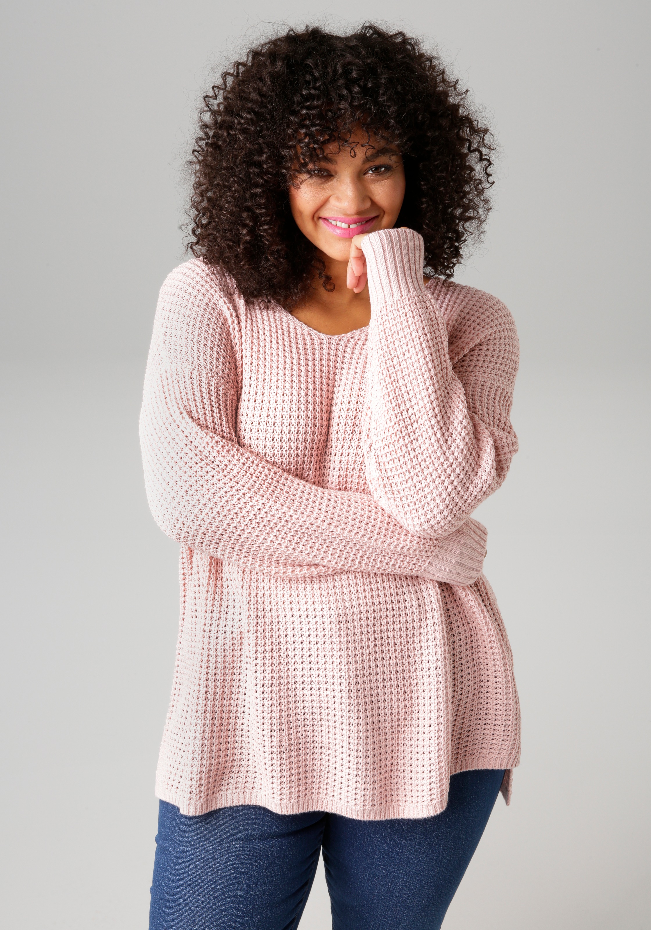 Aniston PLUS Strickpullover im dezenten Ajour-Strickmuster