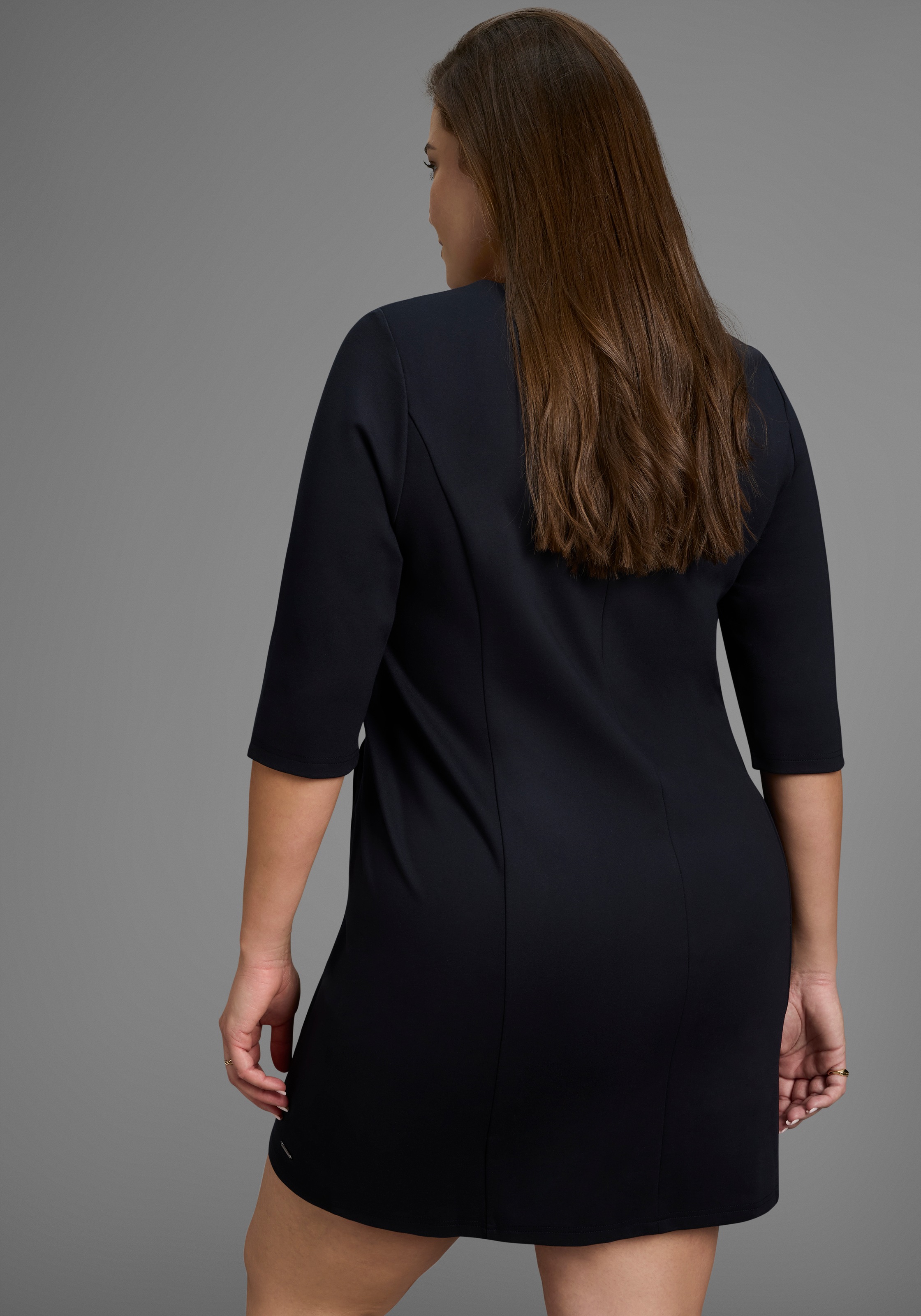 Laura Scott CURVE Jerseykleid, mit 3/4-Ärmeln aus schmeichelnder Milano Rippe - GROSSE GRÖSSE