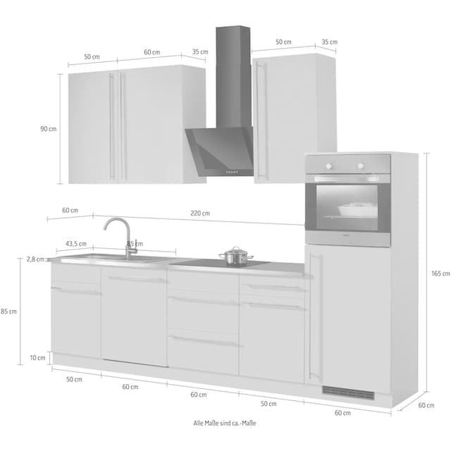 ❤ wiho Küchen Küchenzeile »Chicago«, ohne E-Geräte, Breite 280 cm bestellen  im Jelmoli-Online Shop